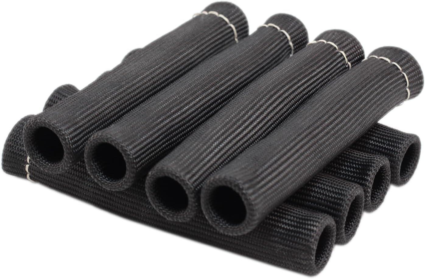 8Pcs 2500° Degree Spark Plug Wire Boots Heat Shield Protector Sleeve Cover Compatible with SBC BBC 350 454,6 Inch, Black - Image 1