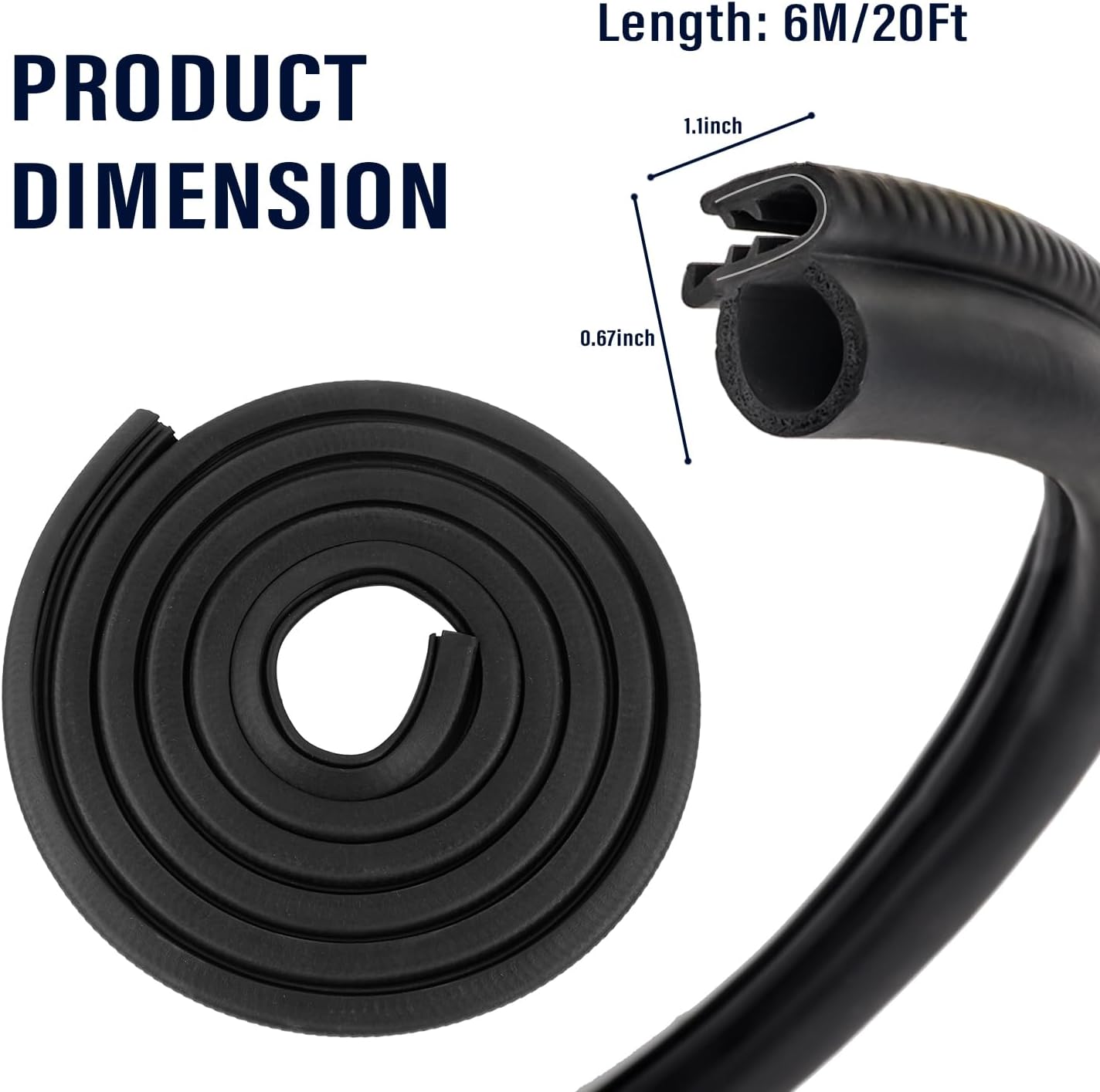 20Ft Car Door Weather Stripping Door Seal Strip,U-Shaped Rubber Edge Trim with Steel Strip Door Sealers for Door Frame of Car Truck SUV RV Boat Home,Keeps Car Interior Tidy and Quieter (20Ft) - Image 2