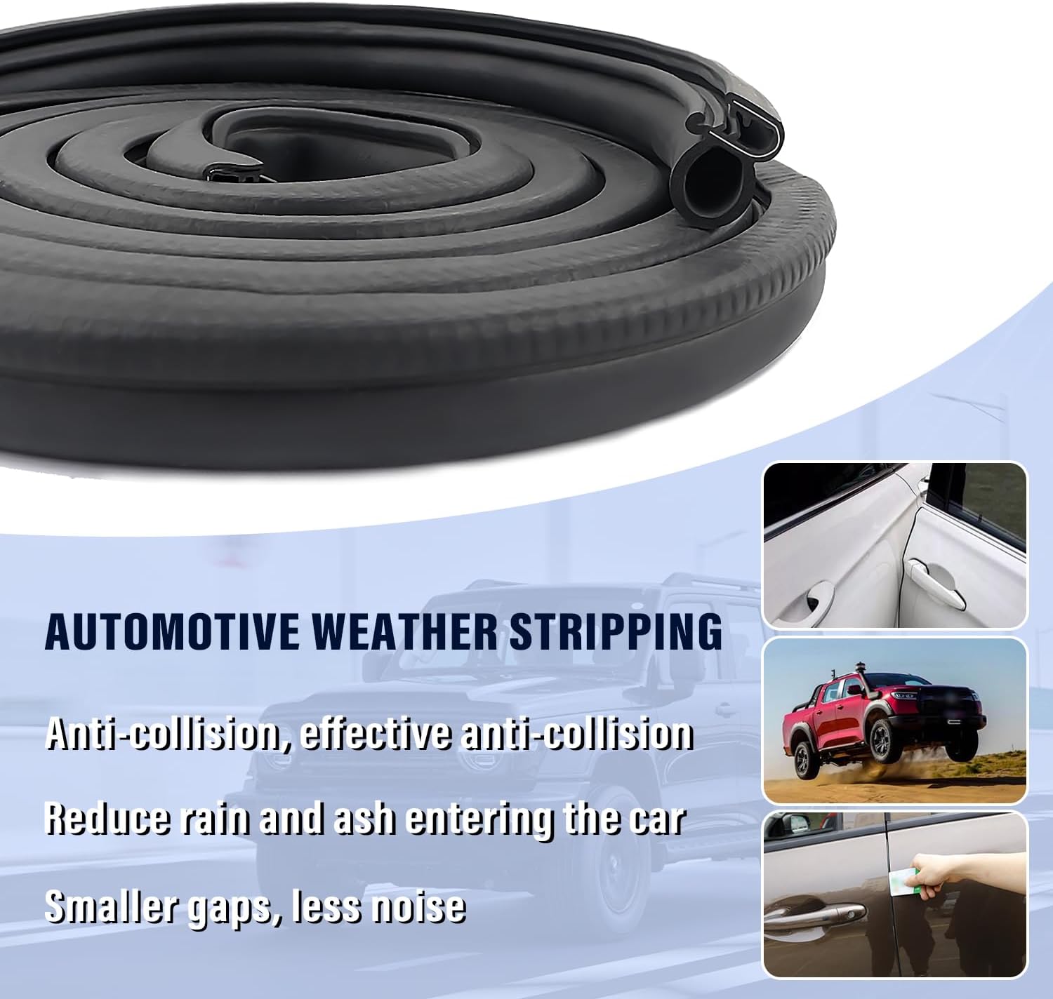20Ft Car Door Weather Stripping Door Seal Strip,U-Shaped Rubber Edge Trim with Steel Strip Door Sealers for Door Frame of Car Truck SUV RV Boat Home,Keeps Car Interior Tidy and Quieter (20Ft) - Image 4