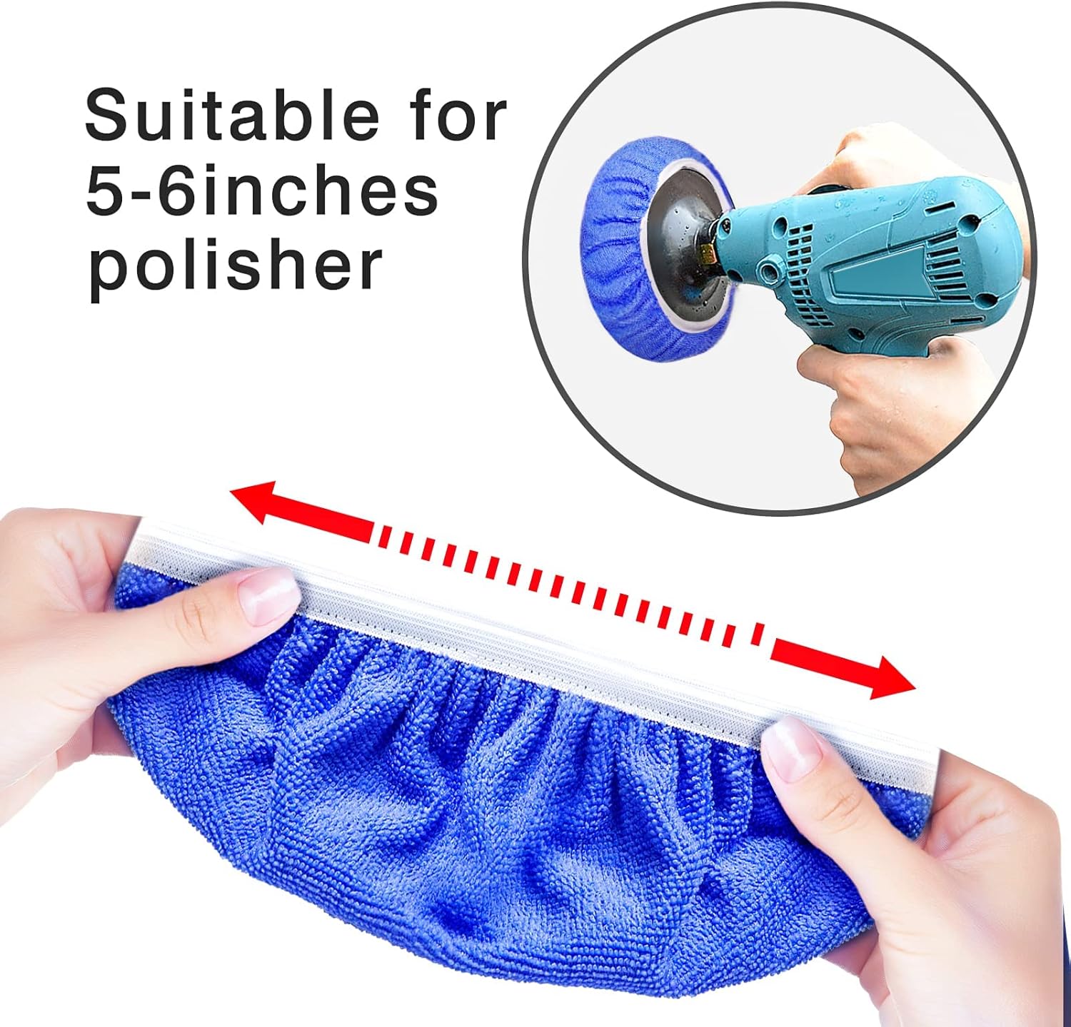 5 to 6 Inch Car Polisher Pad Bonnet, 15Pcs Car Polishing Bonnet Buffing Pads, 10*Microfiber+5*Woollen - Image 2