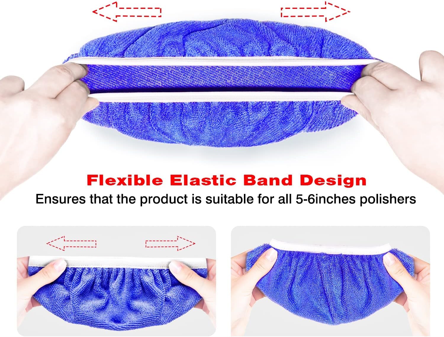 5 to 6 Inch Car Polisher Pad Bonnet, 15Pcs Car Polishing Bonnet Buffing Pads, 10*Microfiber+5*Woollen - Image 4