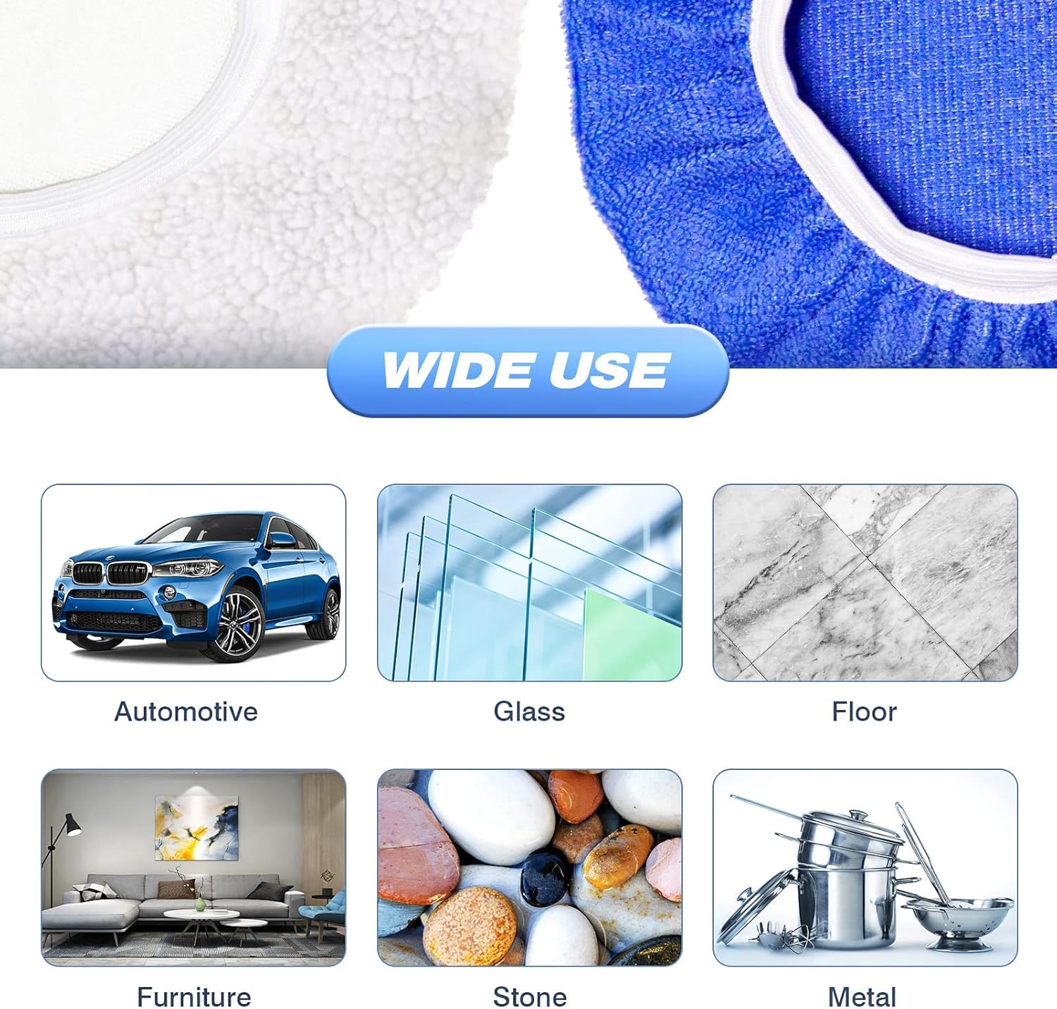 5 to 6 Inch Car Polisher Pad Bonnet, 15Pcs Car Polishing Bonnet Buffing Pads, 10*Microfiber+5*Woollen - Image 5