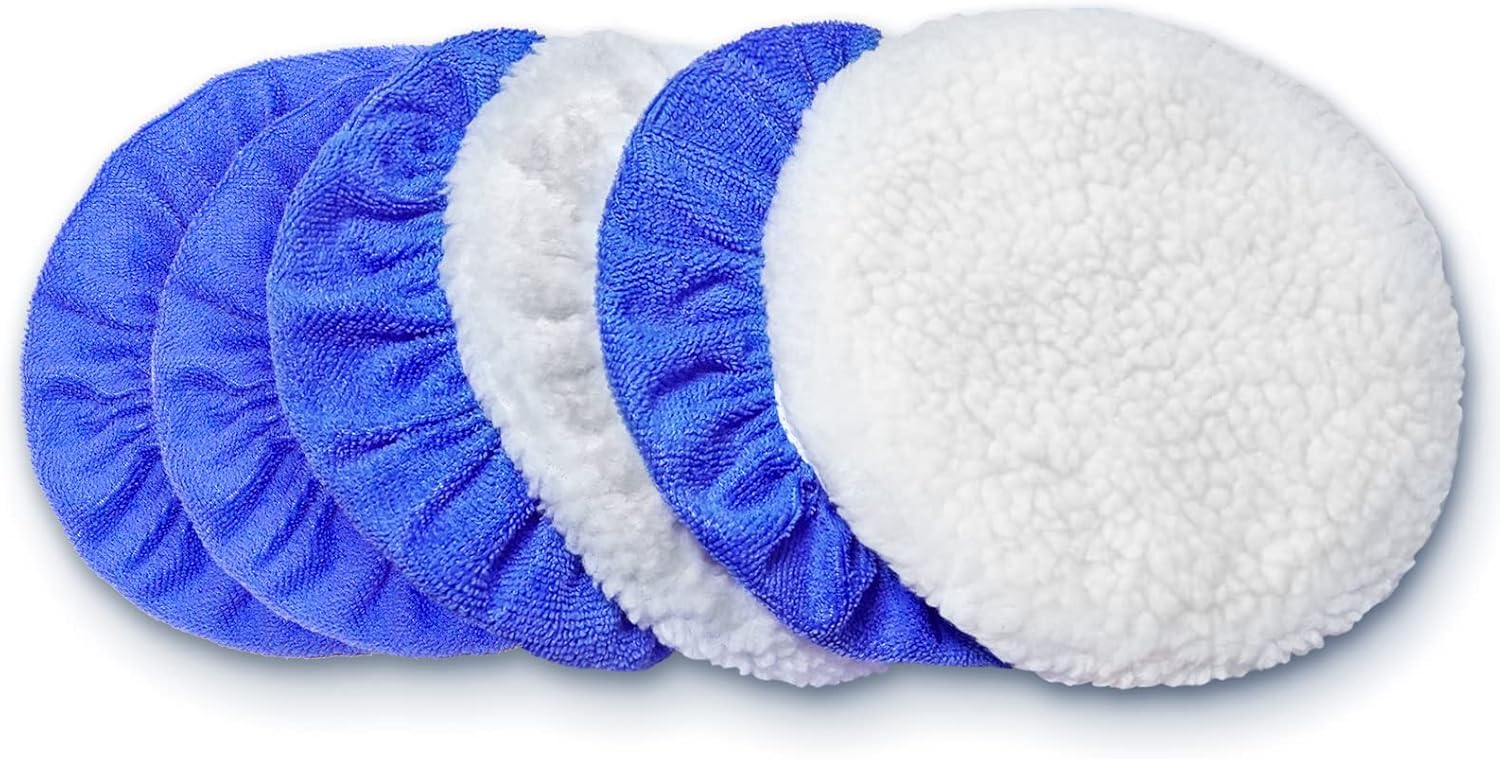 5 to 6 Inch Car Polisher Pad Bonnet, 15Pcs Car Polishing Bonnet Buffing Pads, 10*Microfiber+5*Woollen - Image 6