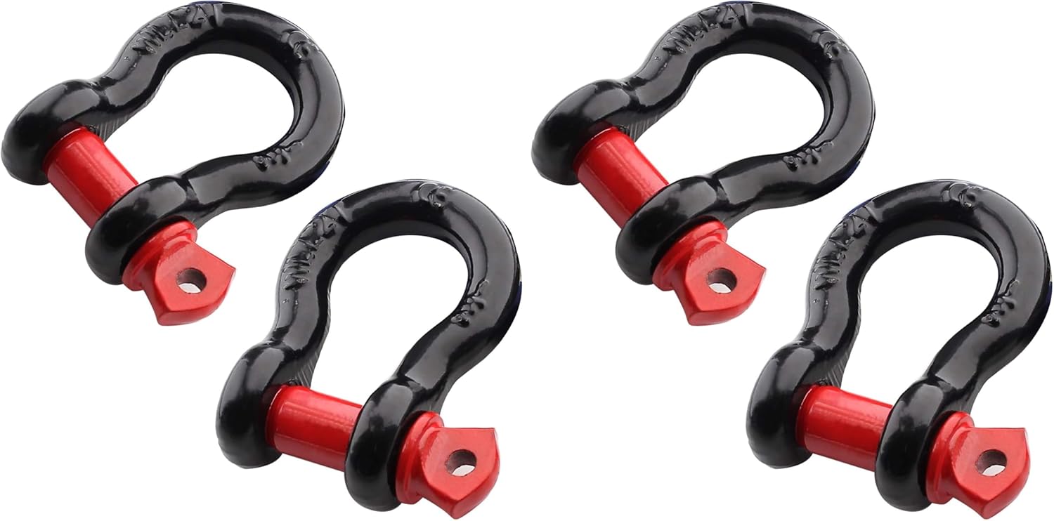 2Pcs 1/2 Inch D Ring Shackle, D Shackle Rugged 12 Ton(26,455 lbs) Maximum Break Strength, 2 Ton (4409 Lbs) Capacity (Pack of 2) - Image 1