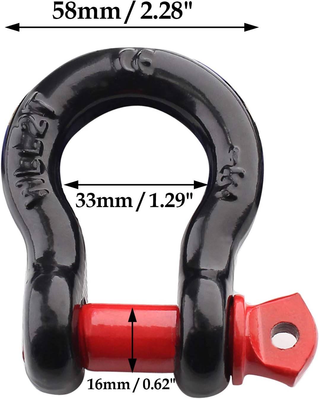 2Pcs 1/2 Inch D Ring Shackle, D Shackle Rugged 12 Ton(26,455 lbs) Maximum Break Strength, 2 Ton (4409 Lbs) Capacity (Pack of 2) - Image 2