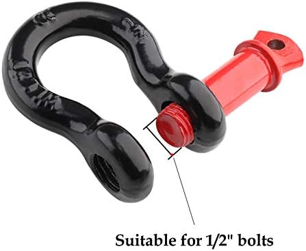 2Pcs 1/2 Inch D Ring Shackle, D Shackle Rugged 12 Ton(26,455 lbs) Maximum Break Strength, 2 Ton (4409 Lbs) Capacity (Pack of 2) - Image 3