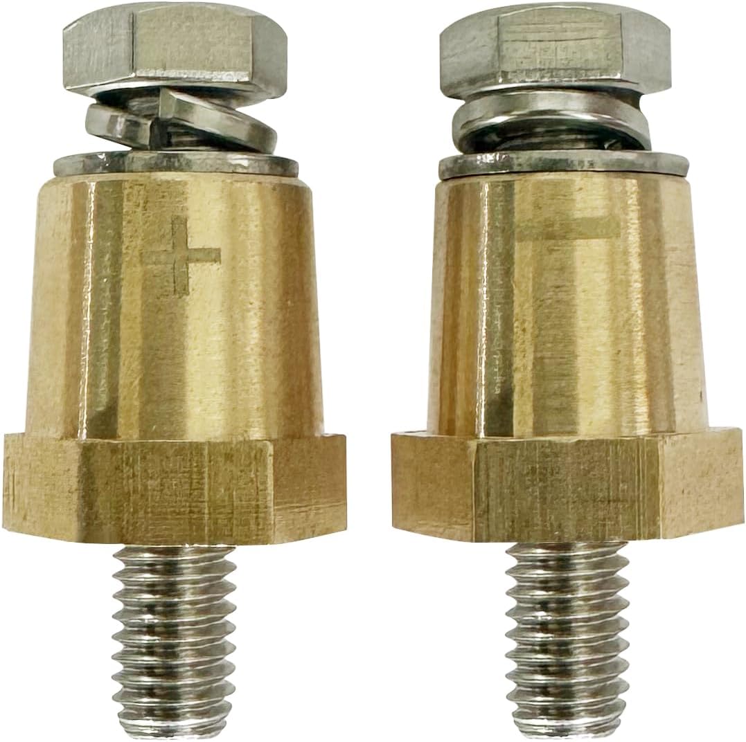 M8 Thread Brass Battery Terminal Charging Posts, Battery Post Adapter (+/-) with Solid M8 Bolts as Male Posts Direct to Battery, Pack of 2 - Image 4