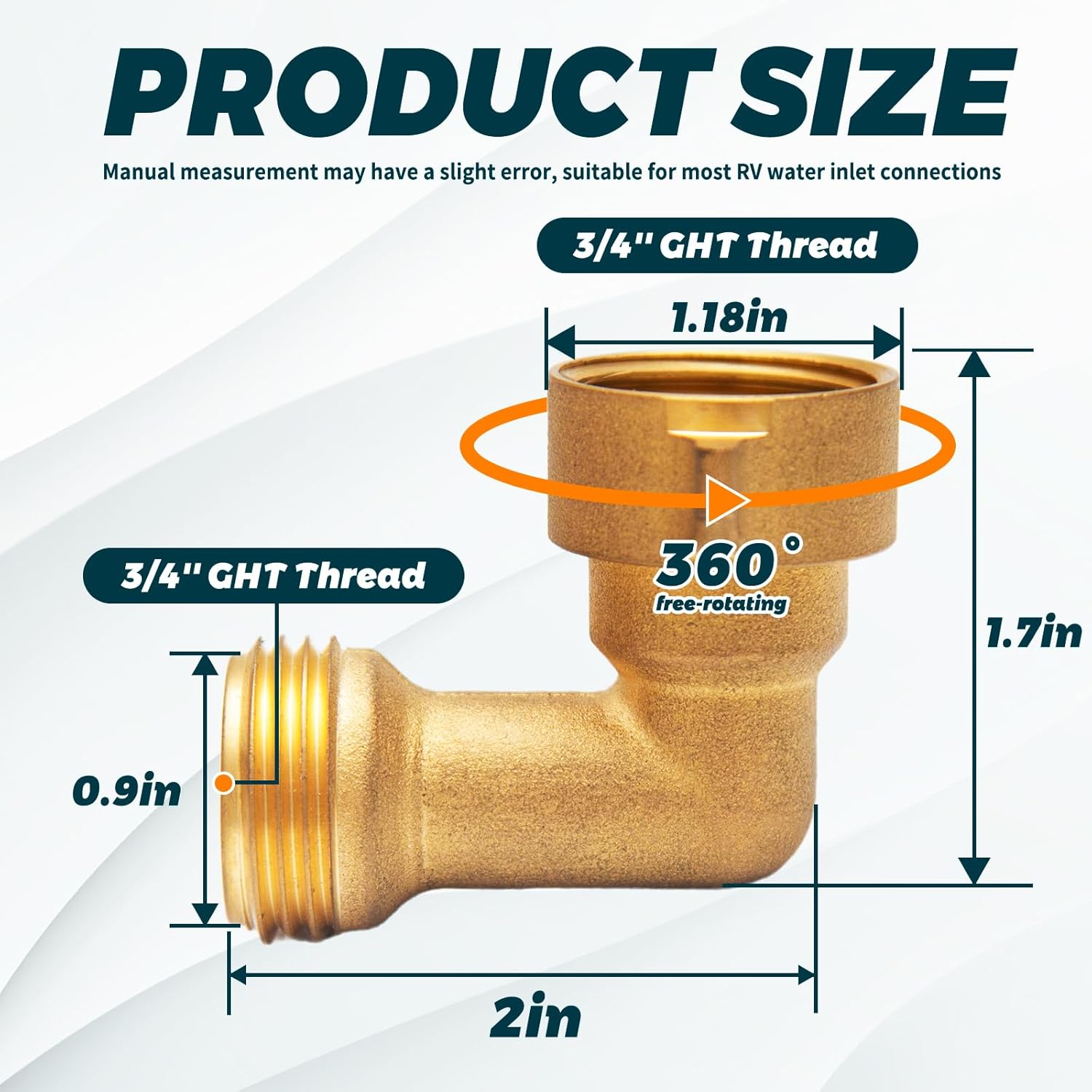 90-Degree Hose Elbow for RVs with Easy Grip Connector - 3/4