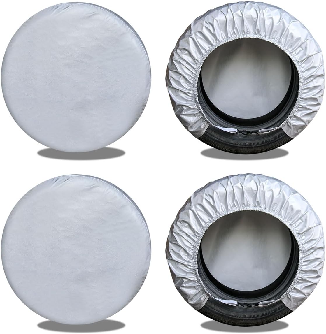 Rv Tire Covers Set of 4, Travel Trailer Camper Truck SUV Motorhome Waterproof Wheel Cover, Sun Rain Snow Protector, Fit 27-29 Inch Tire Diameter/Silver - Image 1