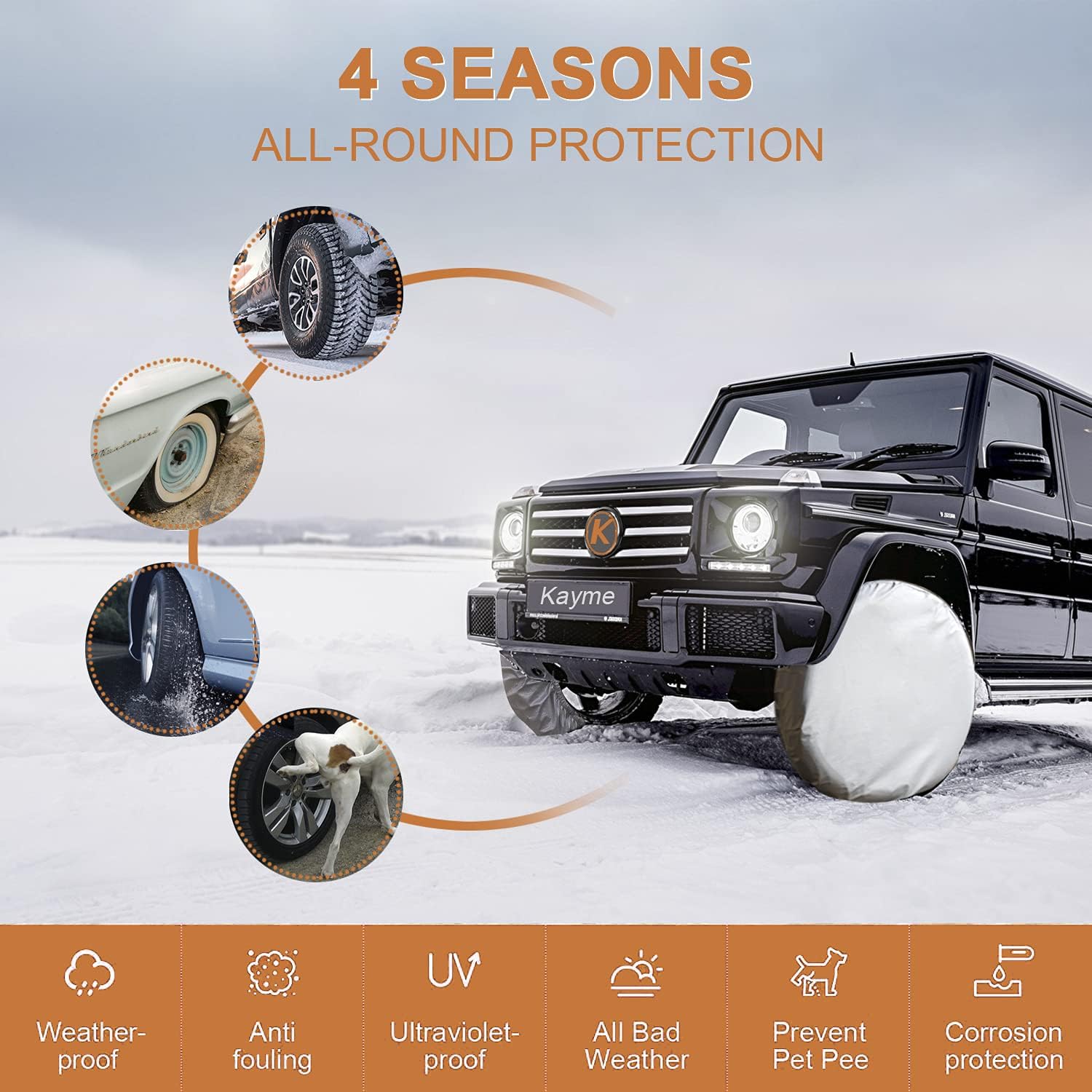 Rv Tire Covers Set of 4, Travel Trailer Camper Truck SUV Motorhome Waterproof Wheel Cover, Sun Rain Snow Protector, Fit 27-29 Inch Tire Diameter/Silver - Image 4