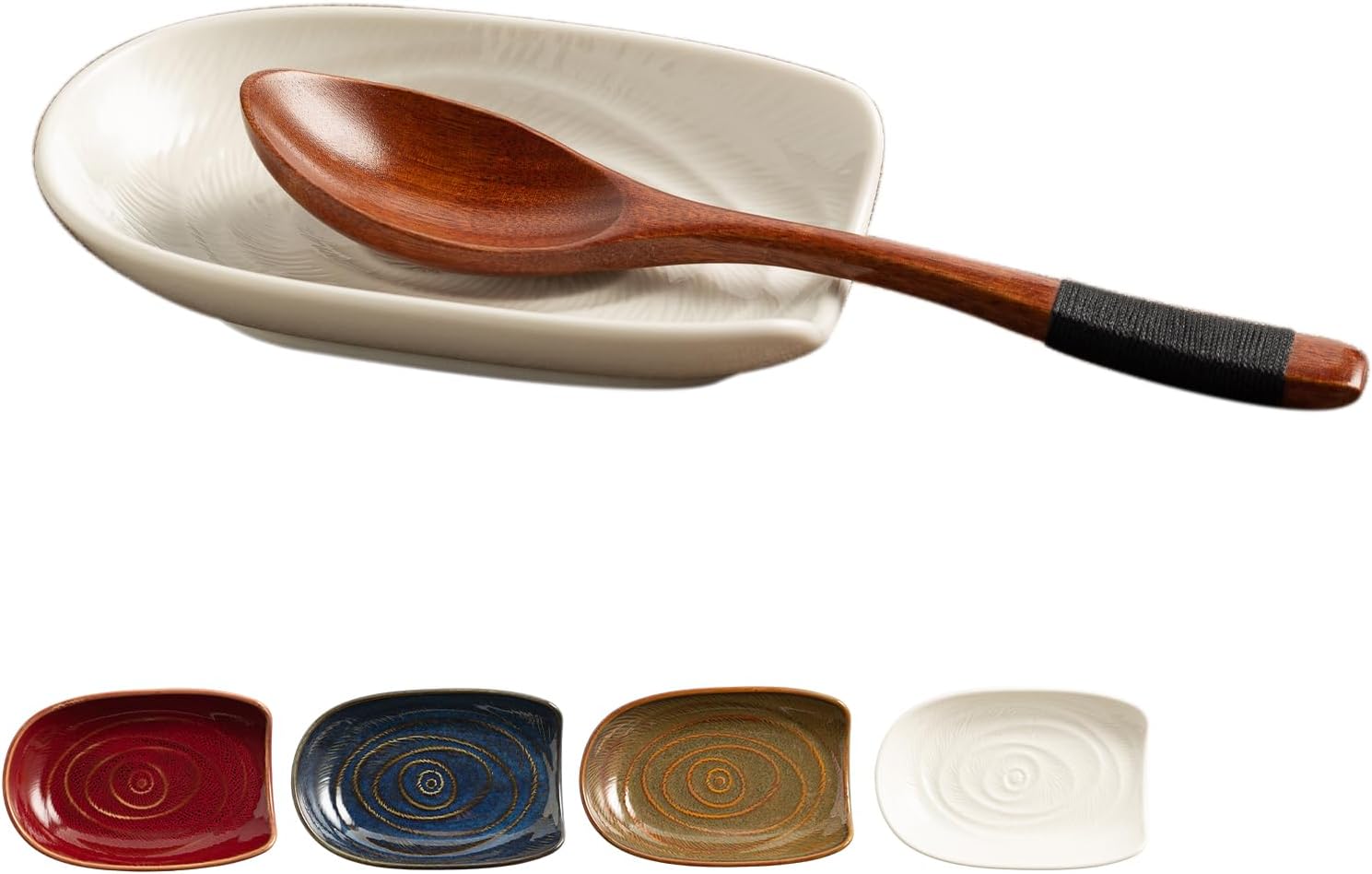 Ceramic Spoon Rest for Kitchen Counter 5.1 Inch Porcelain Spoon Holder Farmhouse Cooking and Coffee Spoon Rest for Stove Top (white) - Image 1