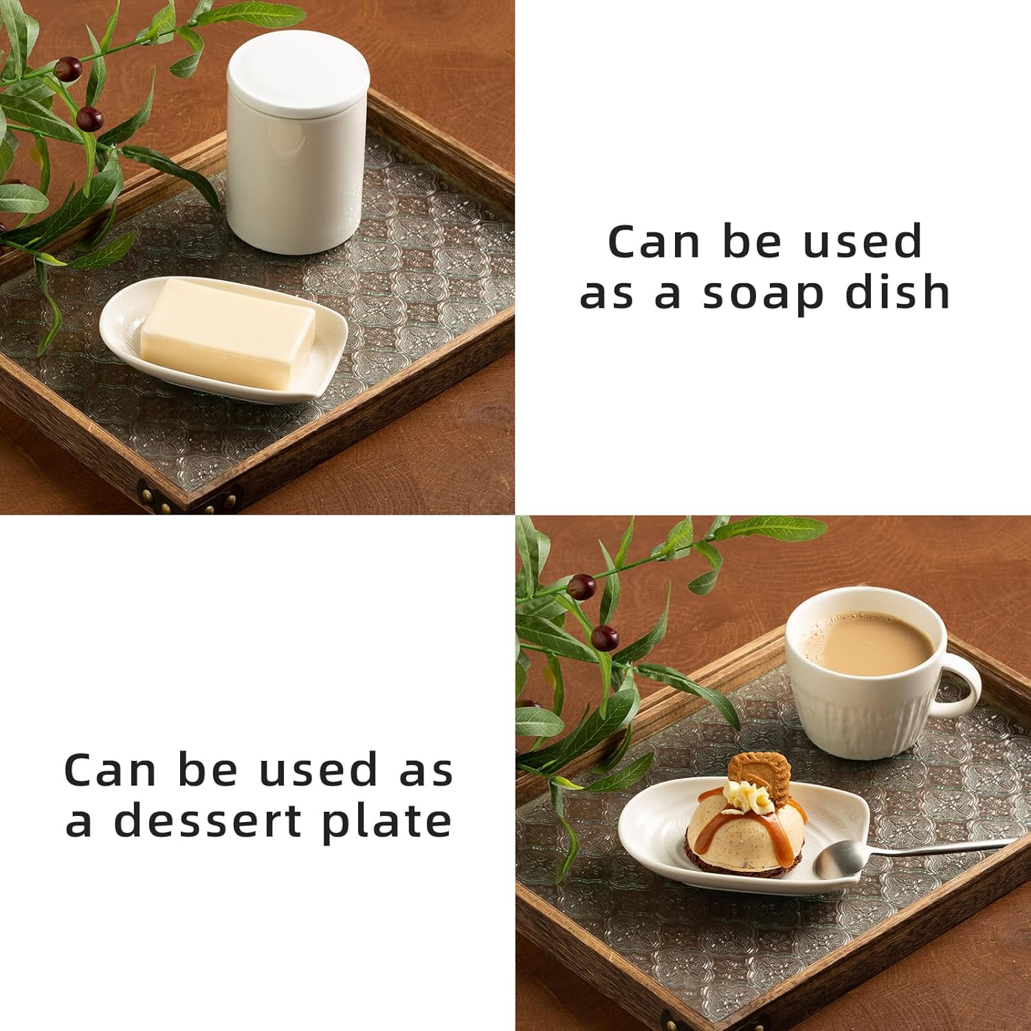 Ceramic Spoon Rest for Kitchen Counter 5.1 Inch Porcelain Spoon Holder Farmhouse Cooking and Coffee Spoon Rest for Stove Top (white) - Image 7