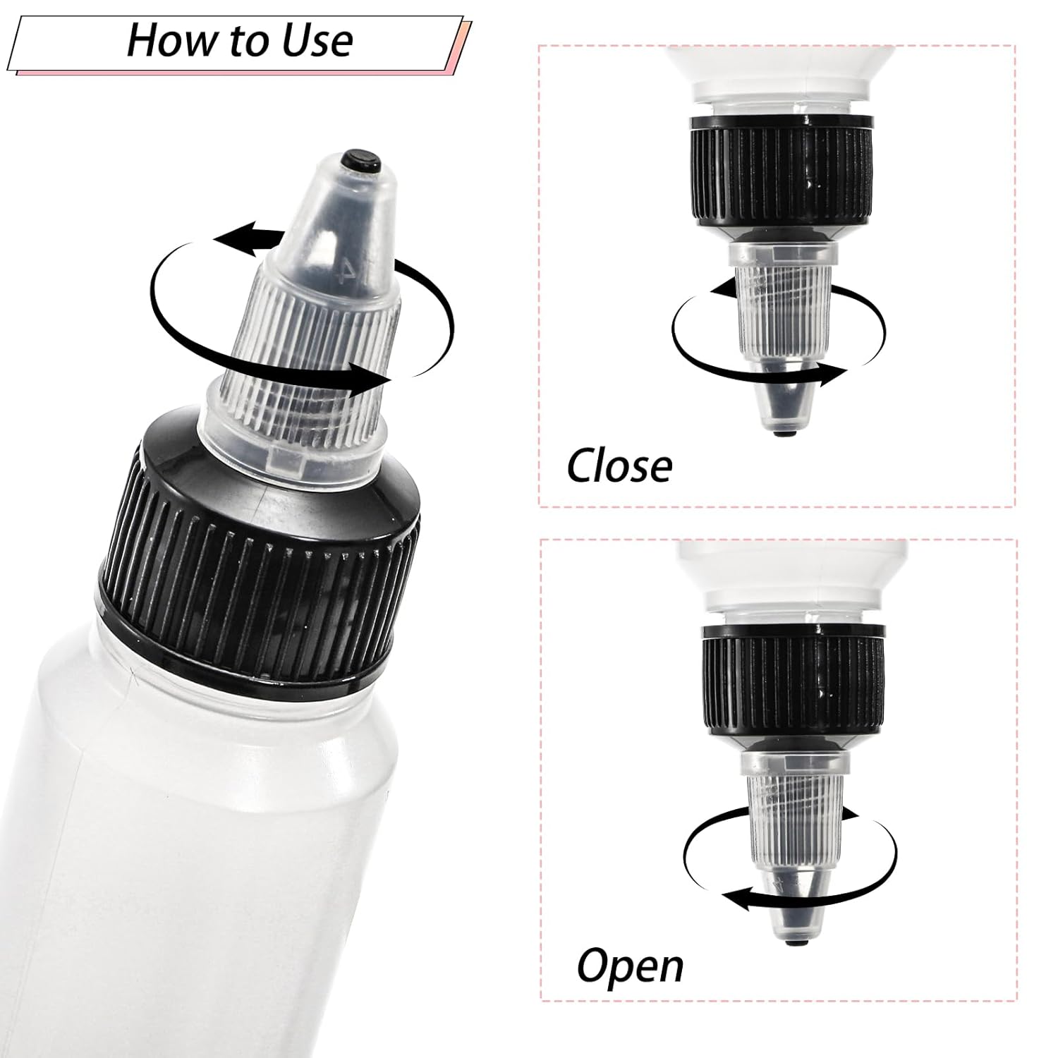 40 Pack 1oz Dispensing Bottles, Boston Round HDPE Plastic Bottle with Twist Top Cap, Empty Plastic Squeeze Bottle - Image 4