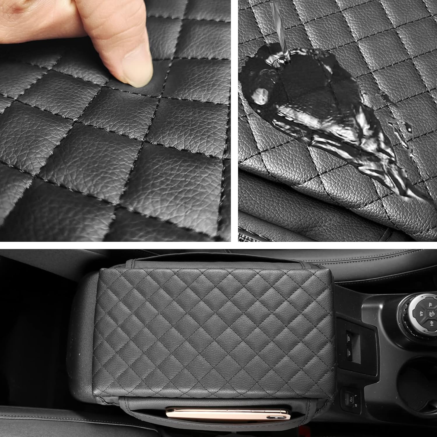 Center Console Armrest Cover for Ford Bronco Accessories 2021 2022 2023 2024 2025 2026 2/4-Door with Leather Side Pockets Interior Accessories Prevent Scratching - Image 4