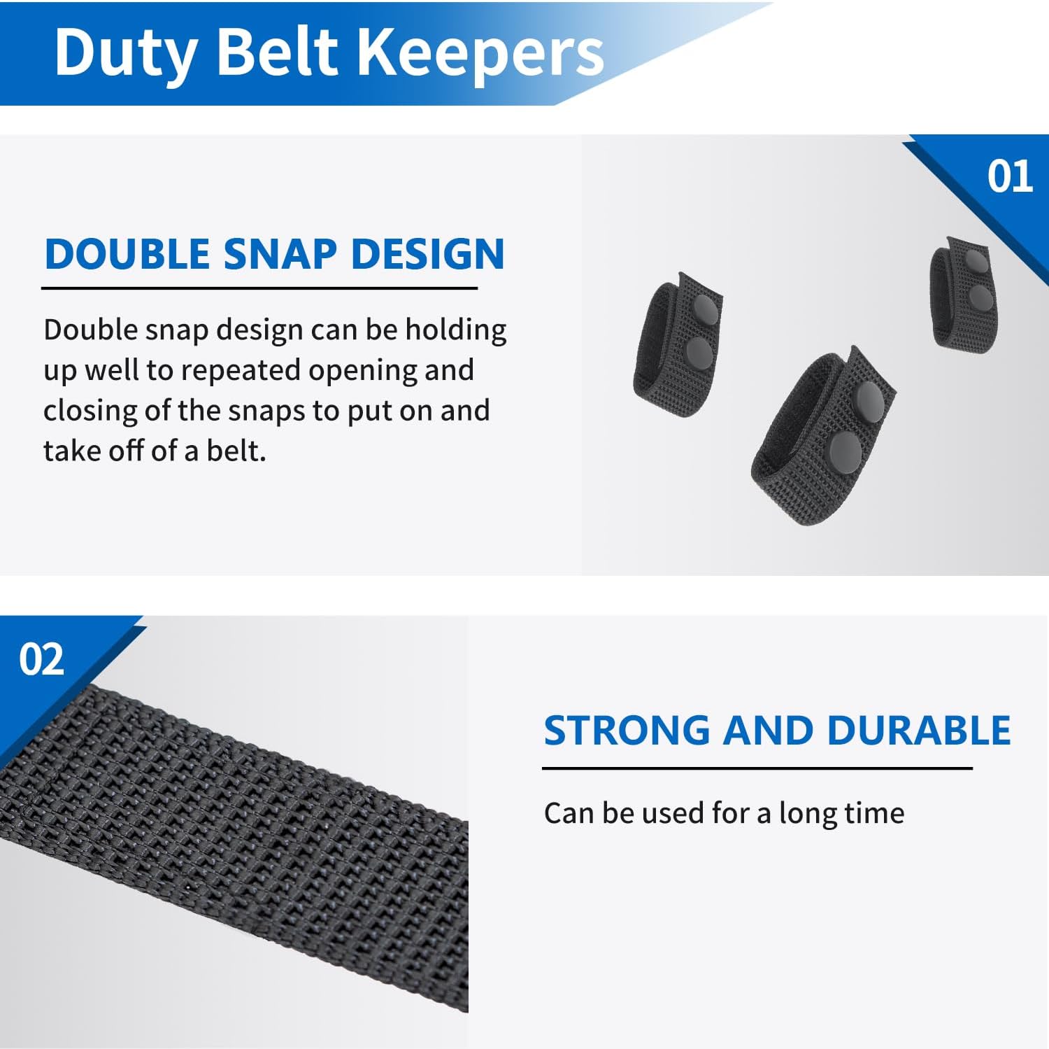 Belt Keepers for Duty Belt, 1000D Nylon Tactical Keepers 2¼
