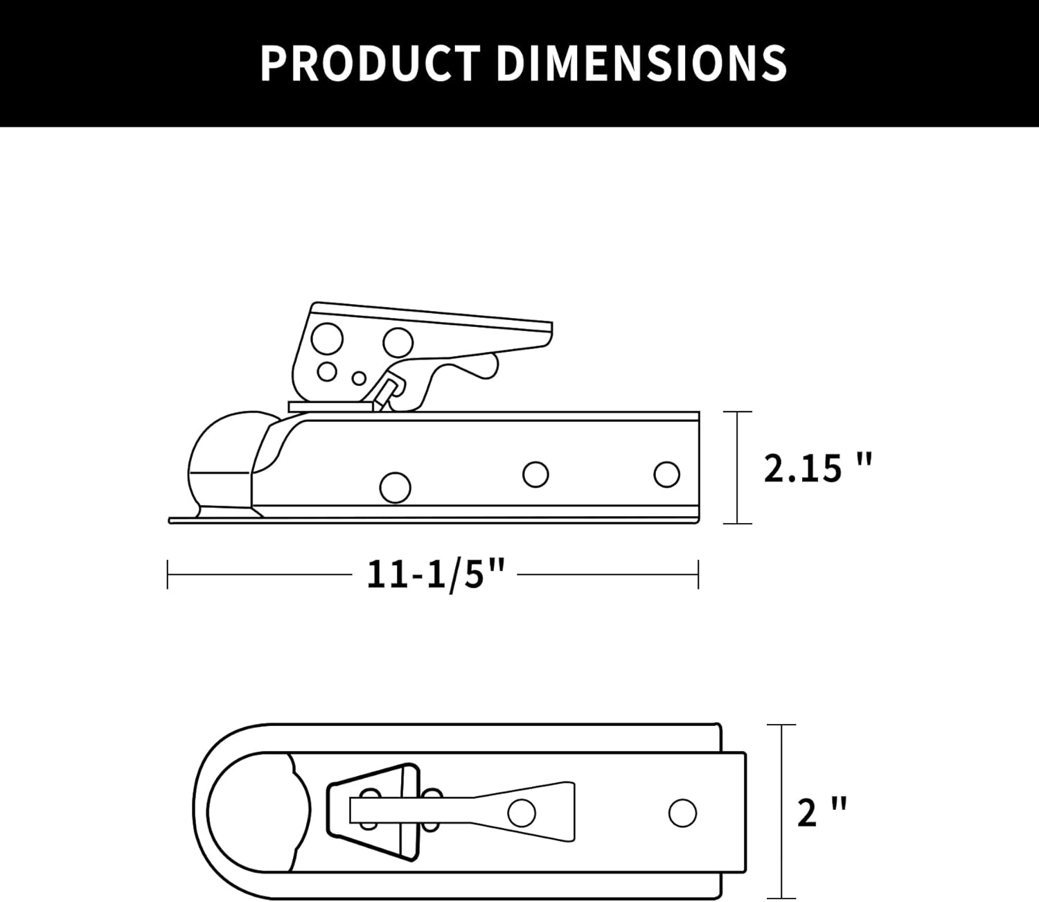 Straight Trailer Tongue Coupler for 2