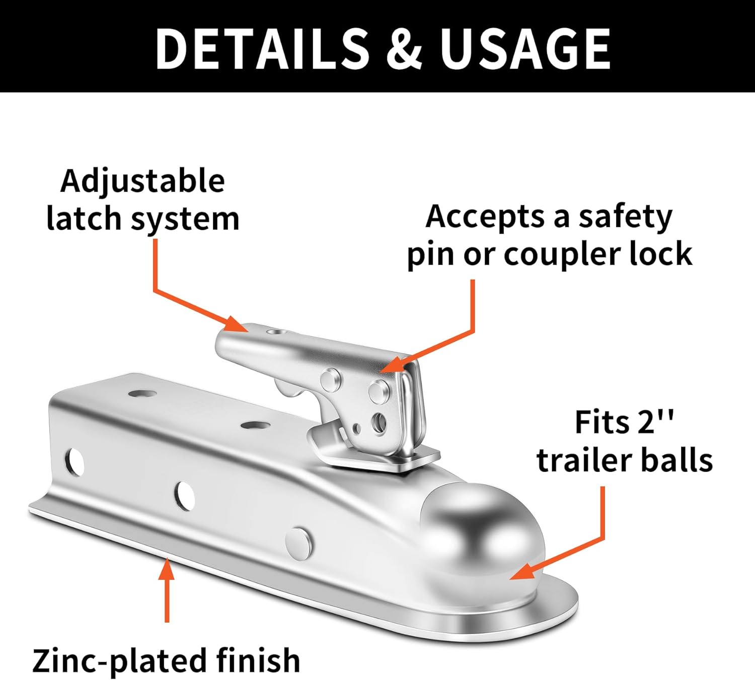 Straight Trailer Tongue Coupler for 2