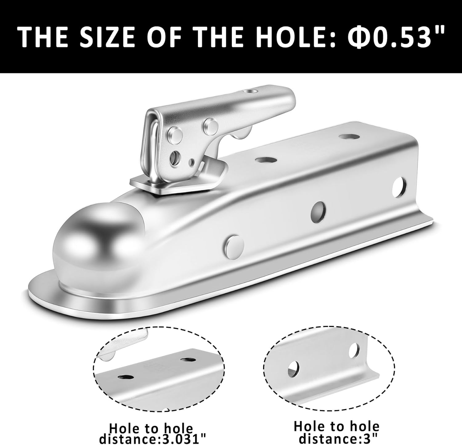 Straight Trailer Tongue Coupler for 2