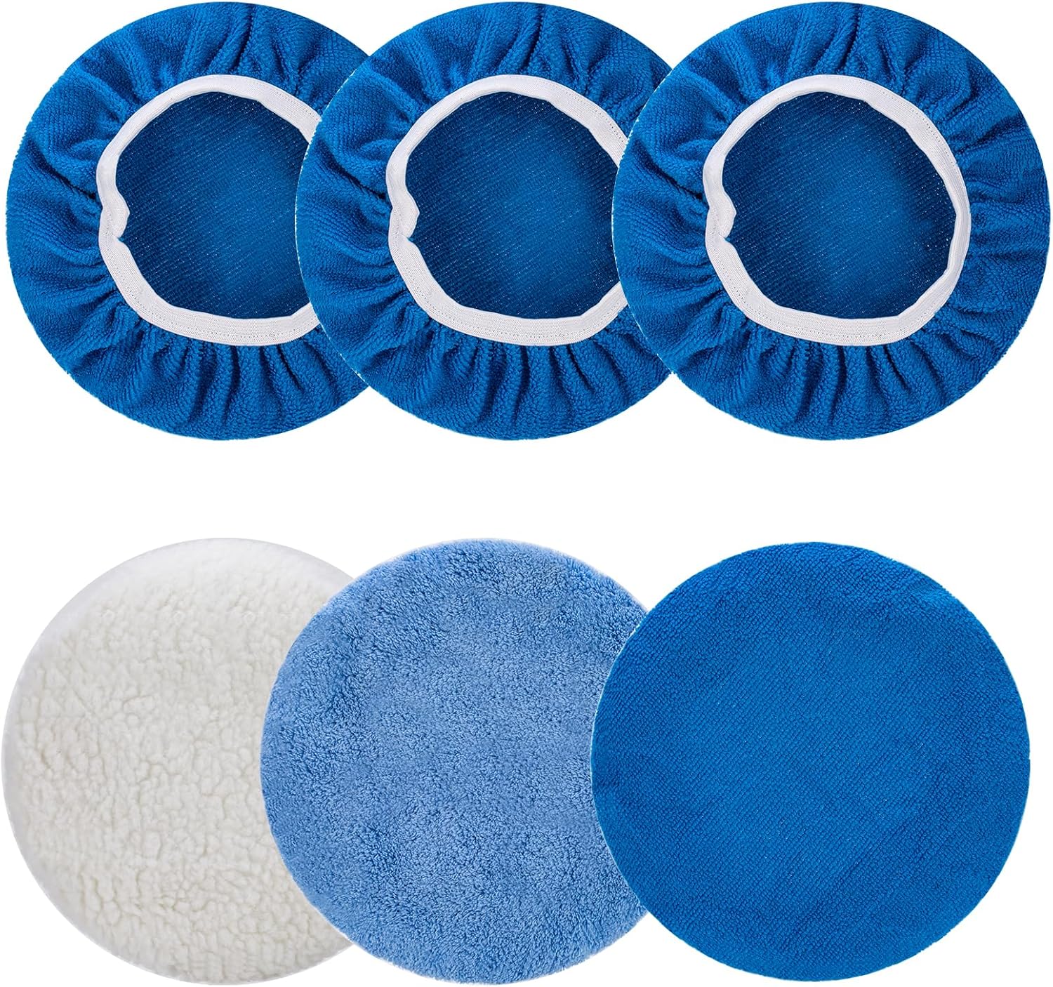 6 Pcs Car Polishing Pad, Buffing Pad for 10 Inch Car Polisher, Microfiber Wax Applicator Pad for Car, Microfiber, Wool, Coral Fleece - Image 1
