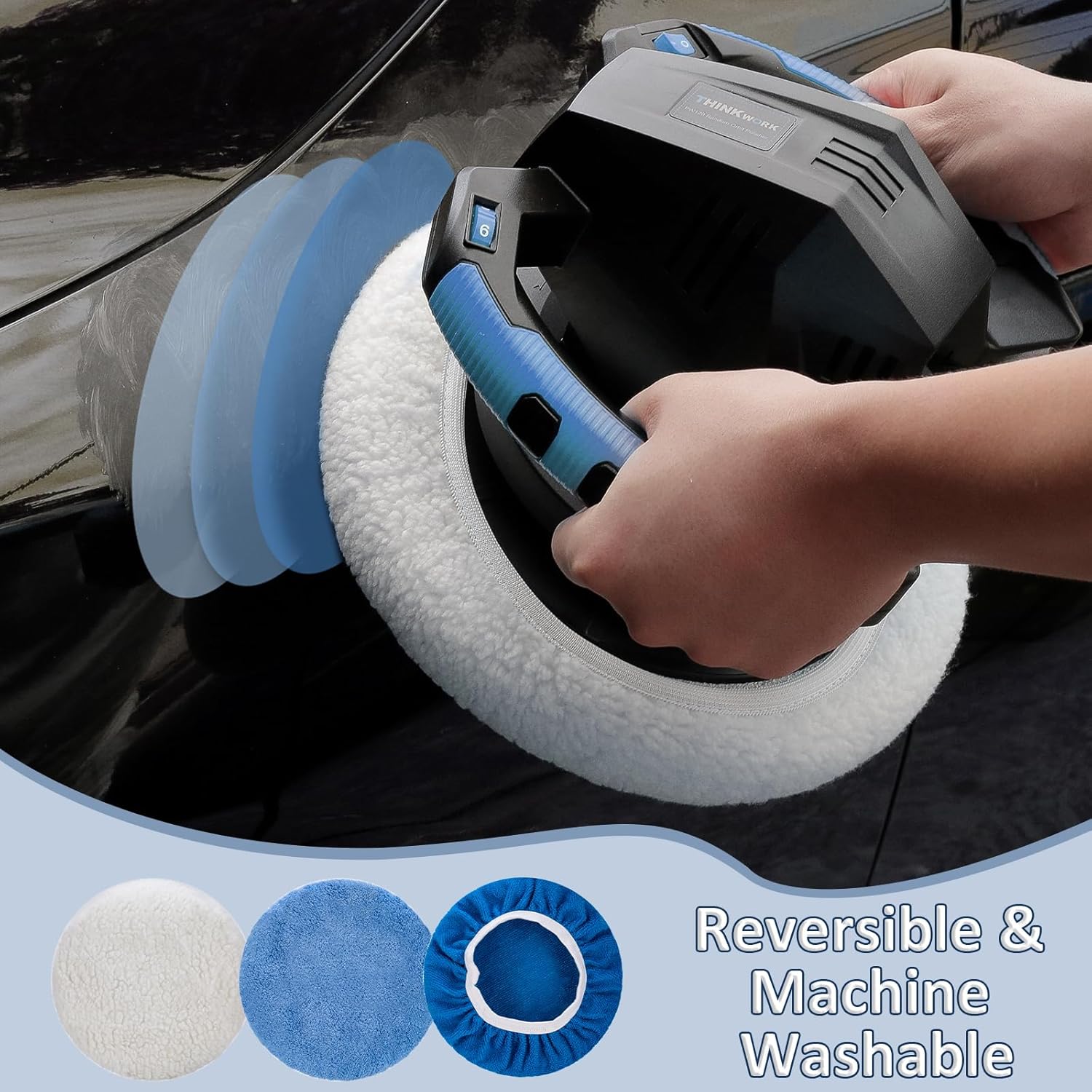 6 Pcs Car Polishing Pad, Buffing Pad for 10 Inch Car Polisher, Microfiber Wax Applicator Pad for Car, Microfiber, Wool, Coral Fleece - Image 3
