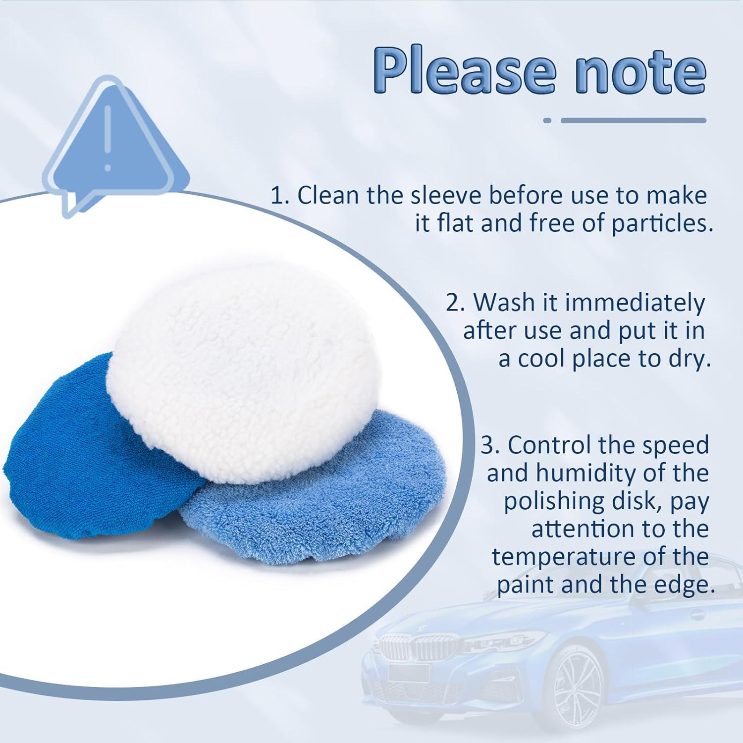 6 Pcs Car Polishing Pad, Buffing Pad for 10 Inch Car Polisher, Microfiber Wax Applicator Pad for Car, Microfiber, Wool, Coral Fleece - Image 7