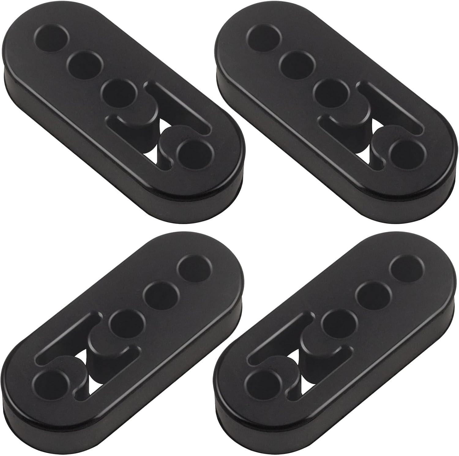 Rubber Exhaust Hanger 4 Pack, 4 Holes Adjustable Muffler Hanger, Universal Muffler Exhaust System, Insulator Bushing Mount, Weather-Proof High Density Tail Pipe Hanger - Image 1