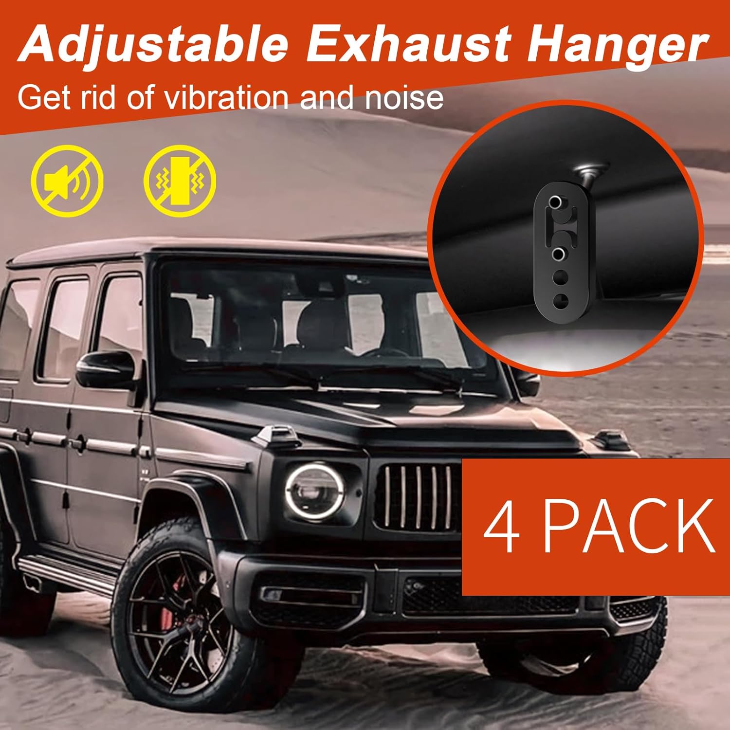 Rubber Exhaust Hanger 4 Pack, 4 Holes Adjustable Muffler Hanger, Universal Muffler Exhaust System, Insulator Bushing Mount, Weather-Proof High Density Tail Pipe Hanger - Image 2