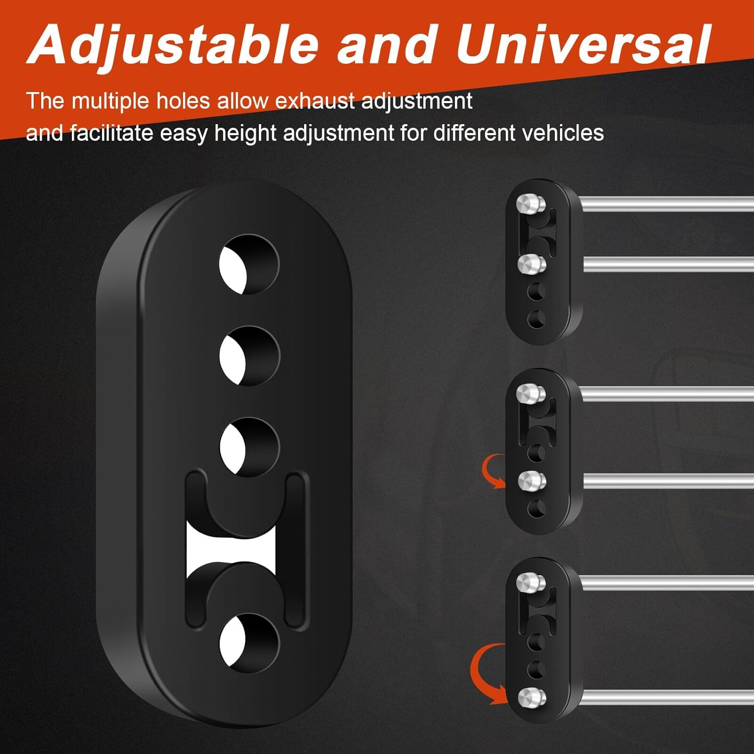 Rubber Exhaust Hanger 4 Pack, 4 Holes Adjustable Muffler Hanger, Universal Muffler Exhaust System, Insulator Bushing Mount, Weather-Proof High Density Tail Pipe Hanger - Image 3