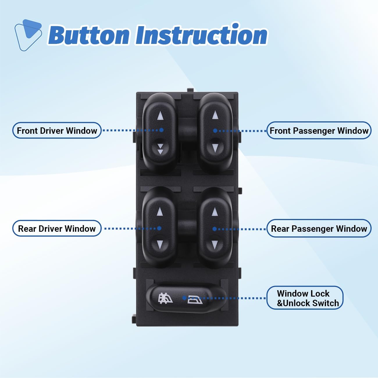 Power Window Control Switch Master Door Button Compatible with 2003-2008 Ford Crown Victoria/F150/Expedition, 06-08 Lincoln Mark LT, 03-08 Mercury Grand Marquis/Marauder Replace OEM 5L1Z14529AA - Image 3