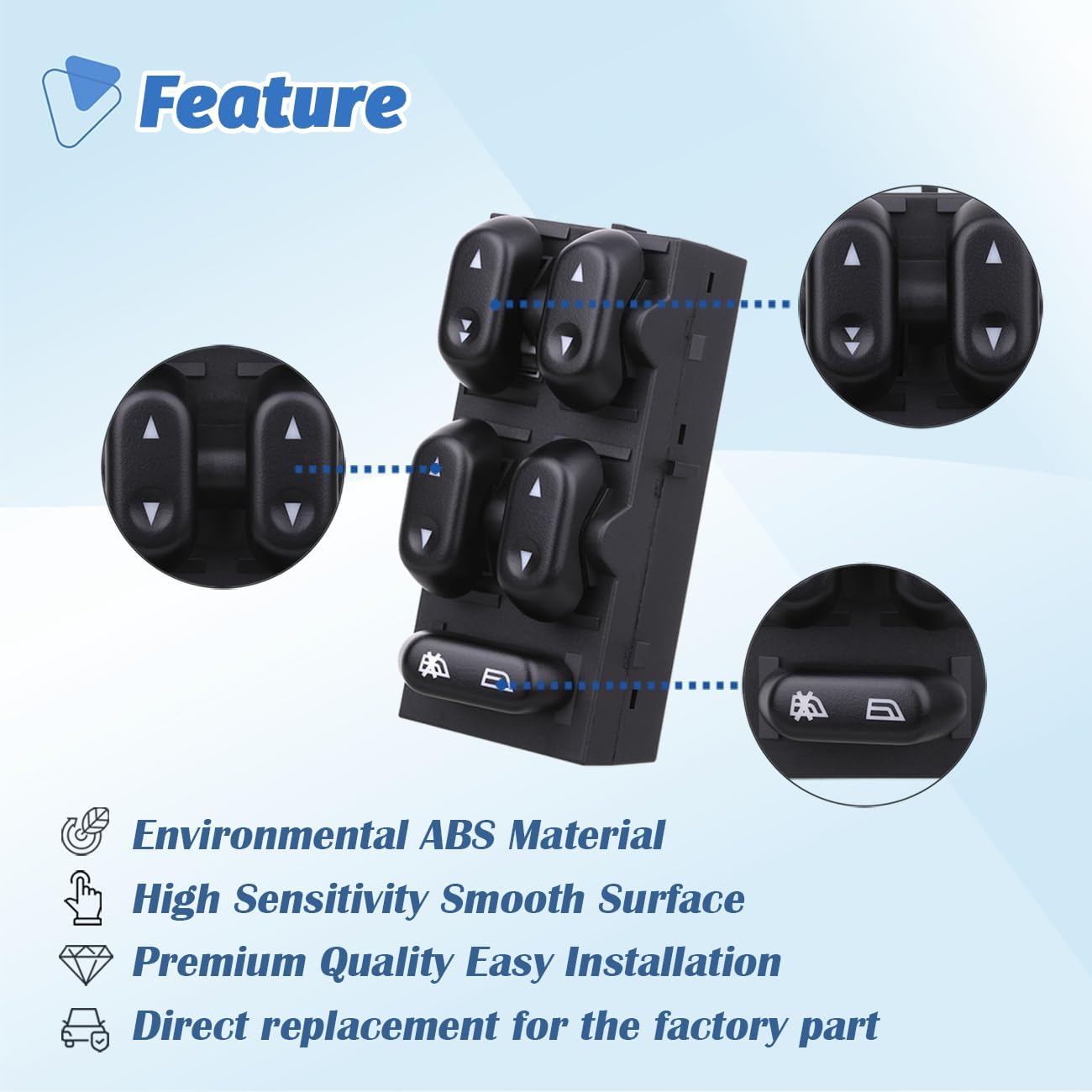 Power Window Control Switch Master Door Button Compatible with 2003-2008 Ford Crown Victoria/F150/Expedition, 06-08 Lincoln Mark LT, 03-08 Mercury Grand Marquis/Marauder Replace OEM 5L1Z14529AA - Image 5