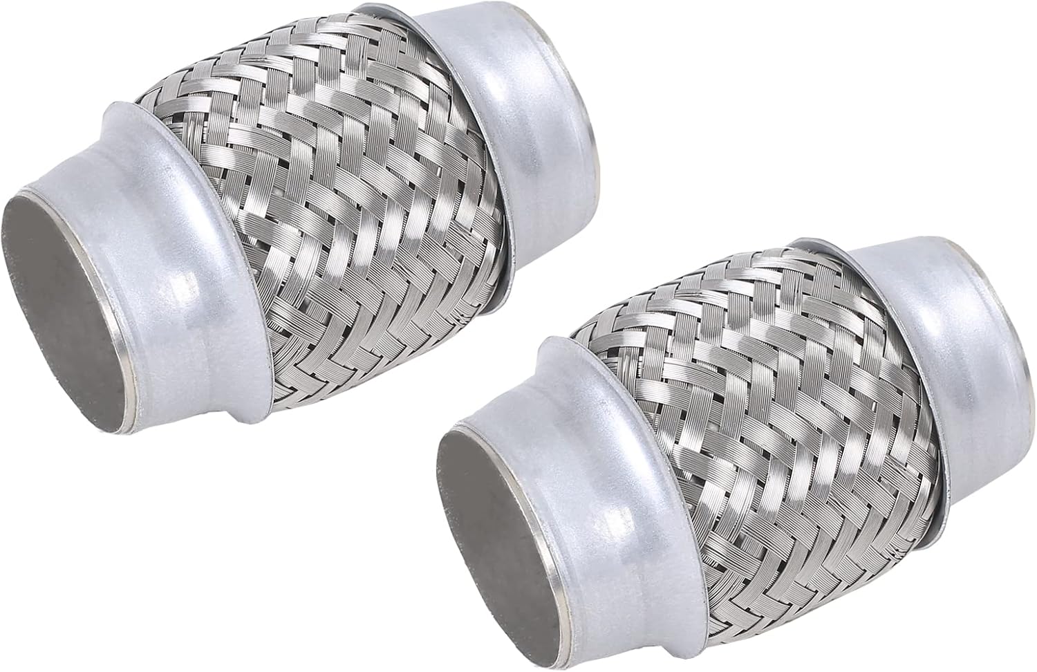 2PCS Exhaust Flex Pipe Stainless Steel Double Braid 1.75