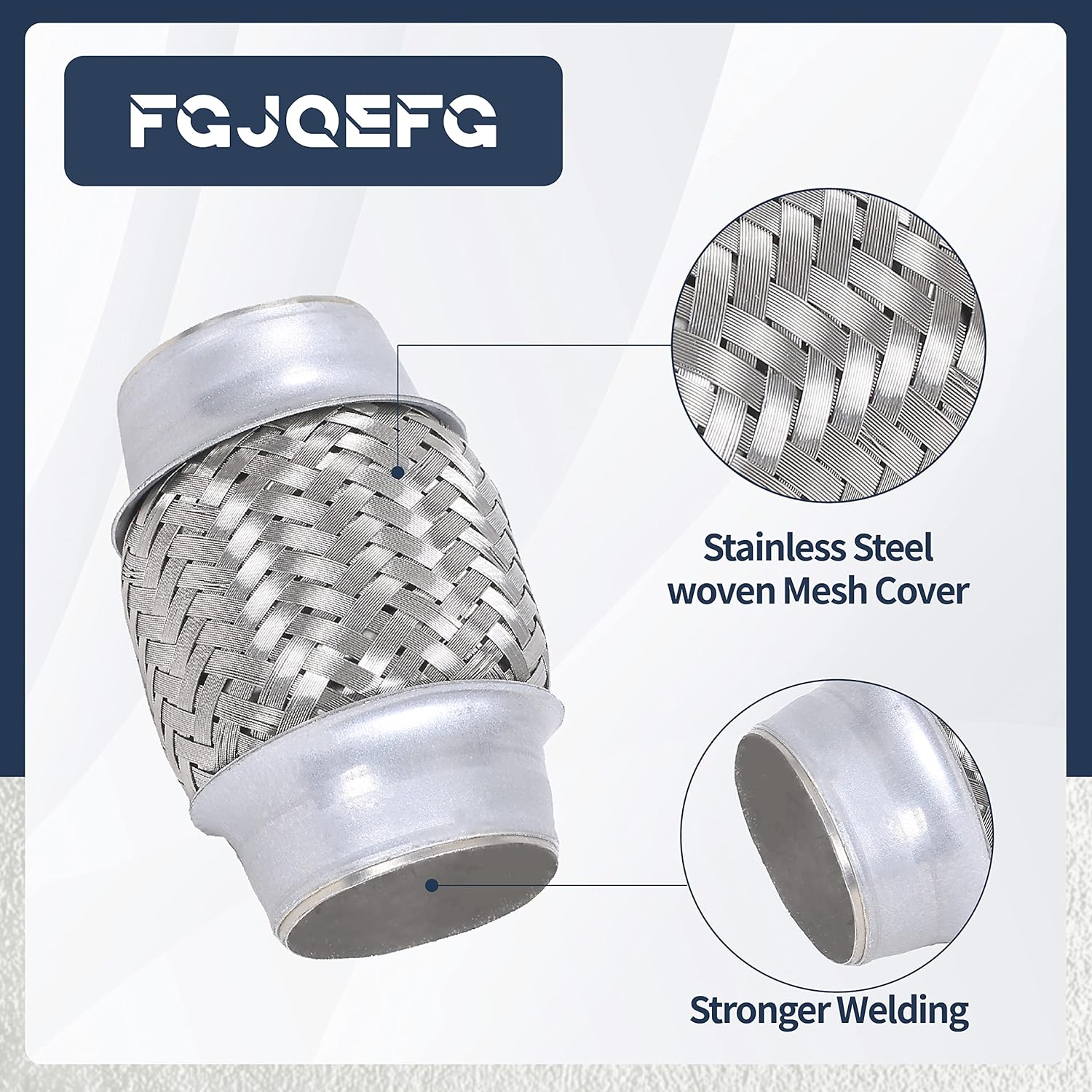 2PCS Exhaust Flex Pipe Stainless Steel Double Braid 1.75