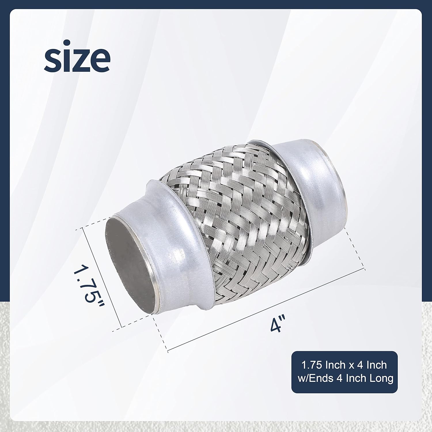 2PCS Exhaust Flex Pipe Stainless Steel Double Braid 1.75