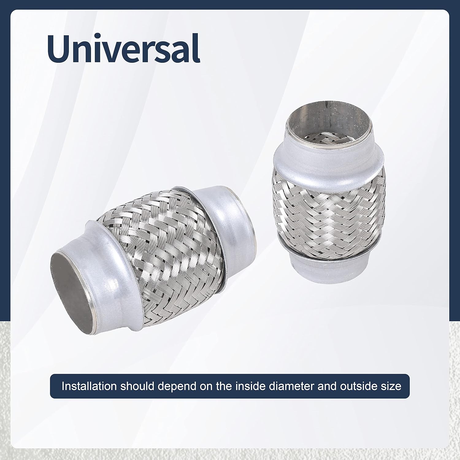 2PCS Exhaust Flex Pipe Stainless Steel Double Braid 1.75