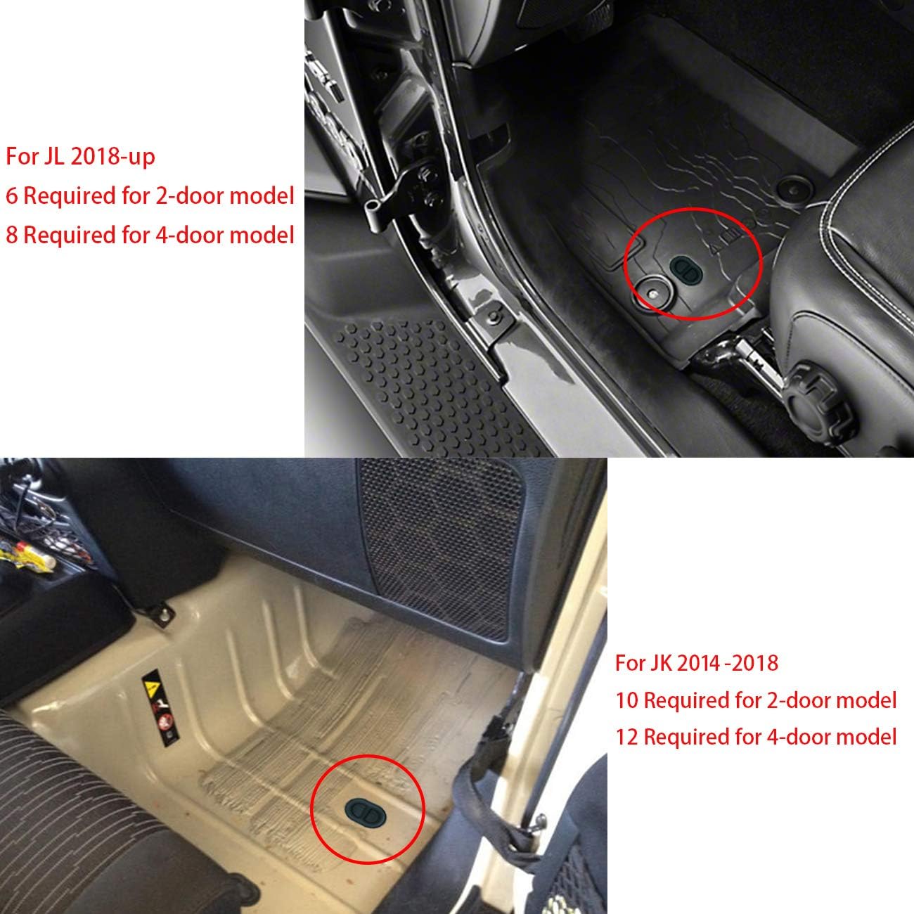 Floor Pan Drain Plug for Jeep Wrangler JK JL 2014-2025 and Gladiator JT 2020-2025,Floor Pan Body Plug for Jeep,4Pcs - Image 4