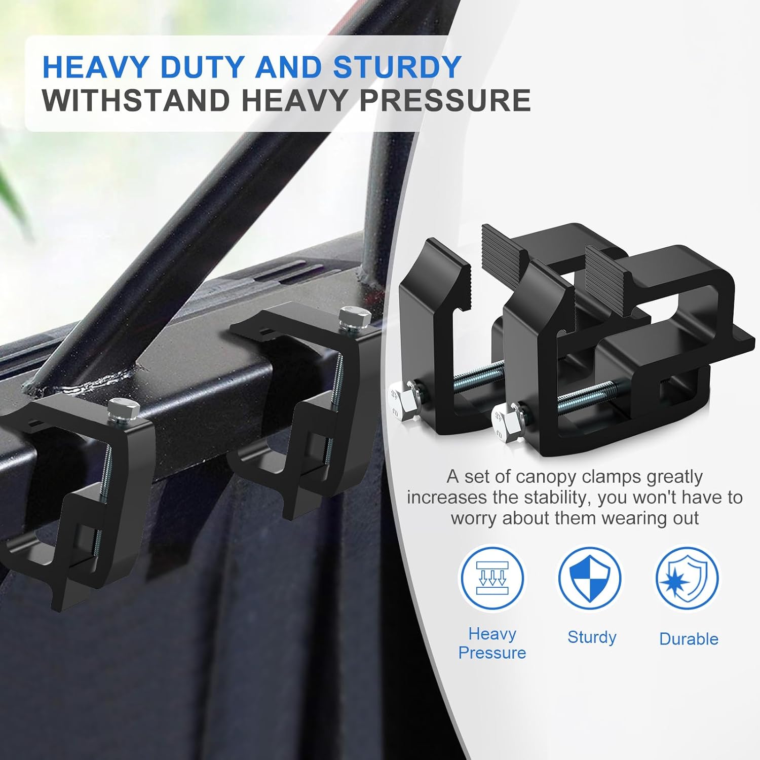 Heavy Duty Camper Shell Clamps - Truck Topper Ladder Rack Clamps for Dodge Dakota Ram 1500 2500 3500, F150 F250, Titan, Tundra (4 Pack) - Image 4
