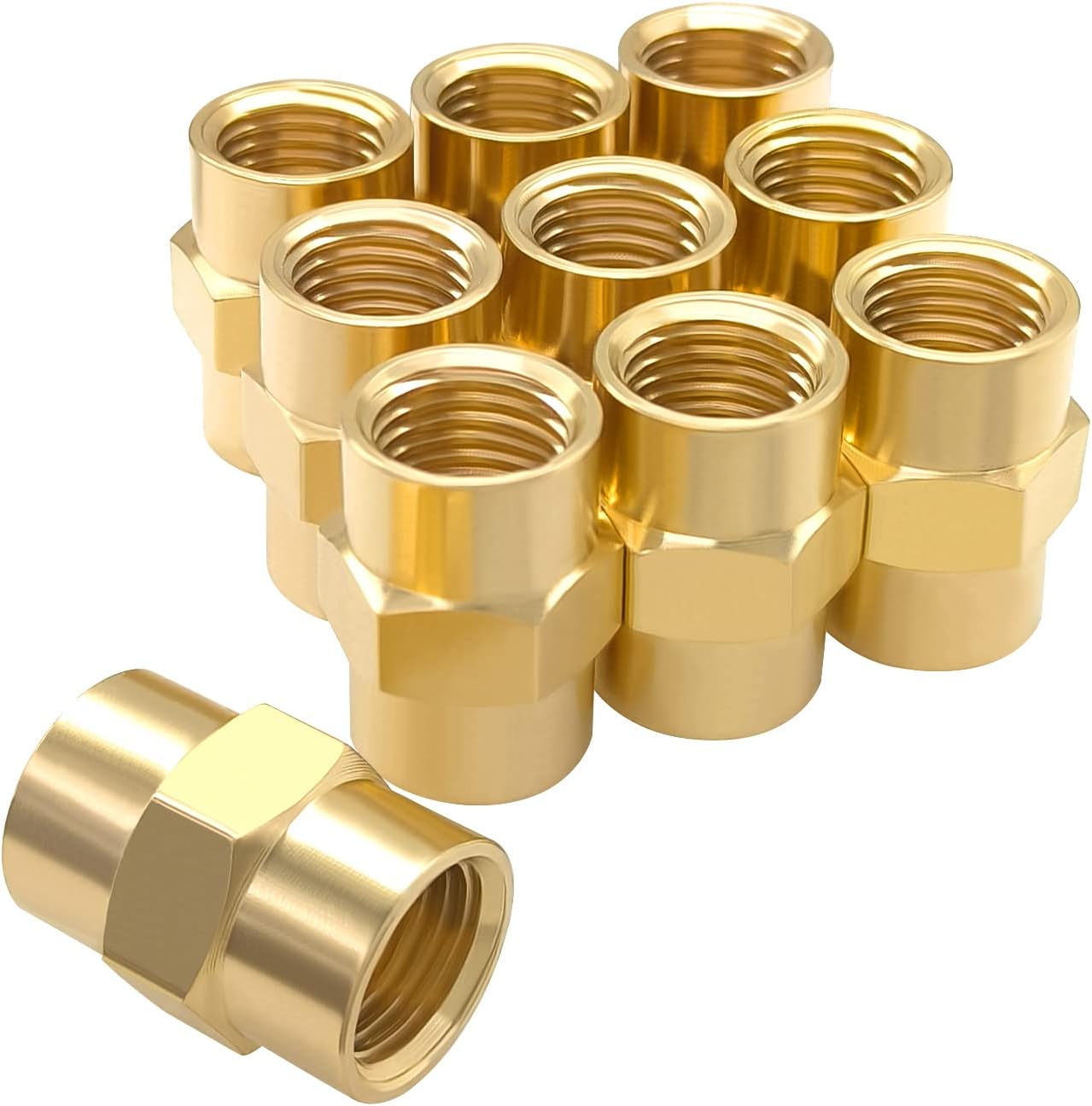 10PCS Brass Coupling 1/4