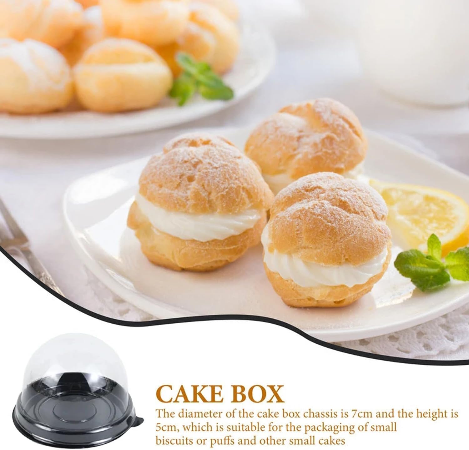 50Pcs Clear Plastic Mini Cake Box with Dome Lids, Mini Muffin Container Box Mooncake Dome Box Pastry Baking Packaging Boxes Wedding Birthday Gifts Supplies (Black Base) - Image 2