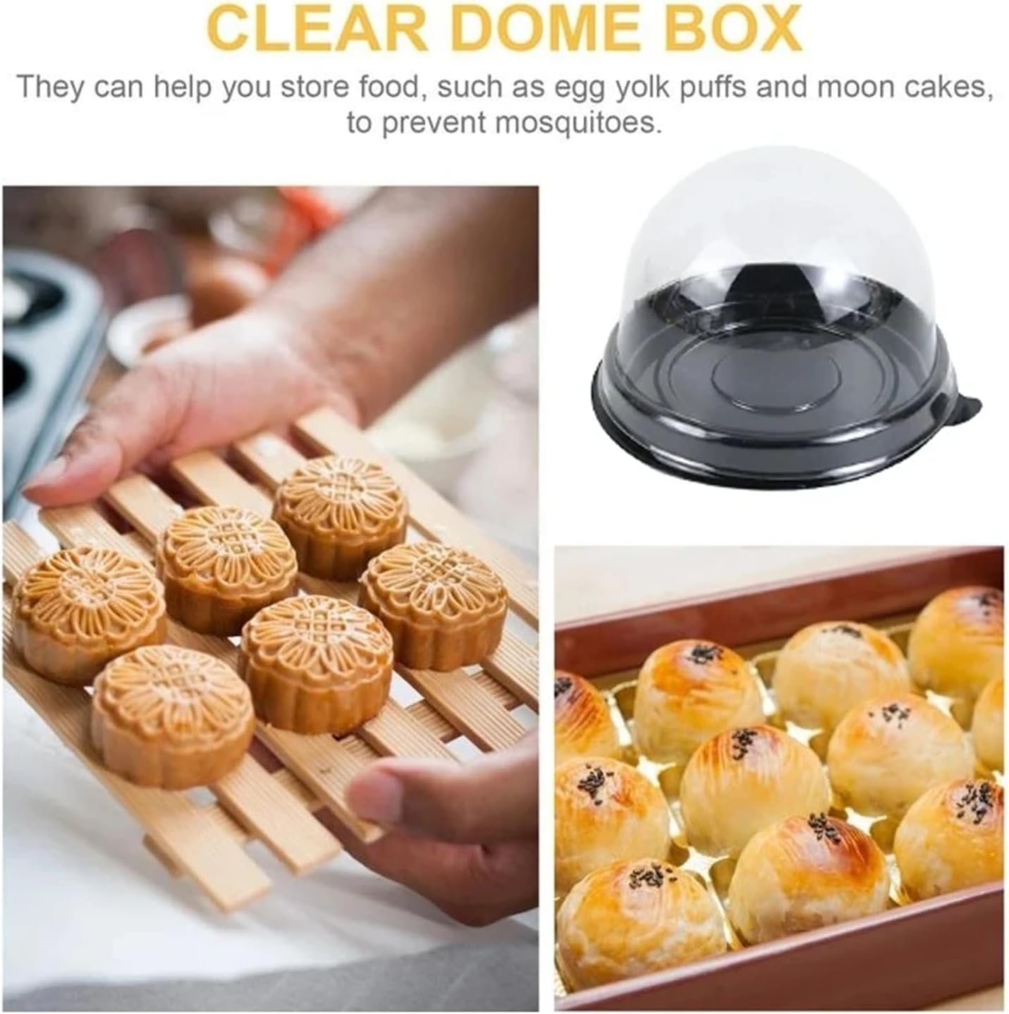 50Pcs Clear Plastic Mini Cake Box with Dome Lids, Mini Muffin Container Box Mooncake Dome Box Pastry Baking Packaging Boxes Wedding Birthday Gifts Supplies (Black Base) - Image 3