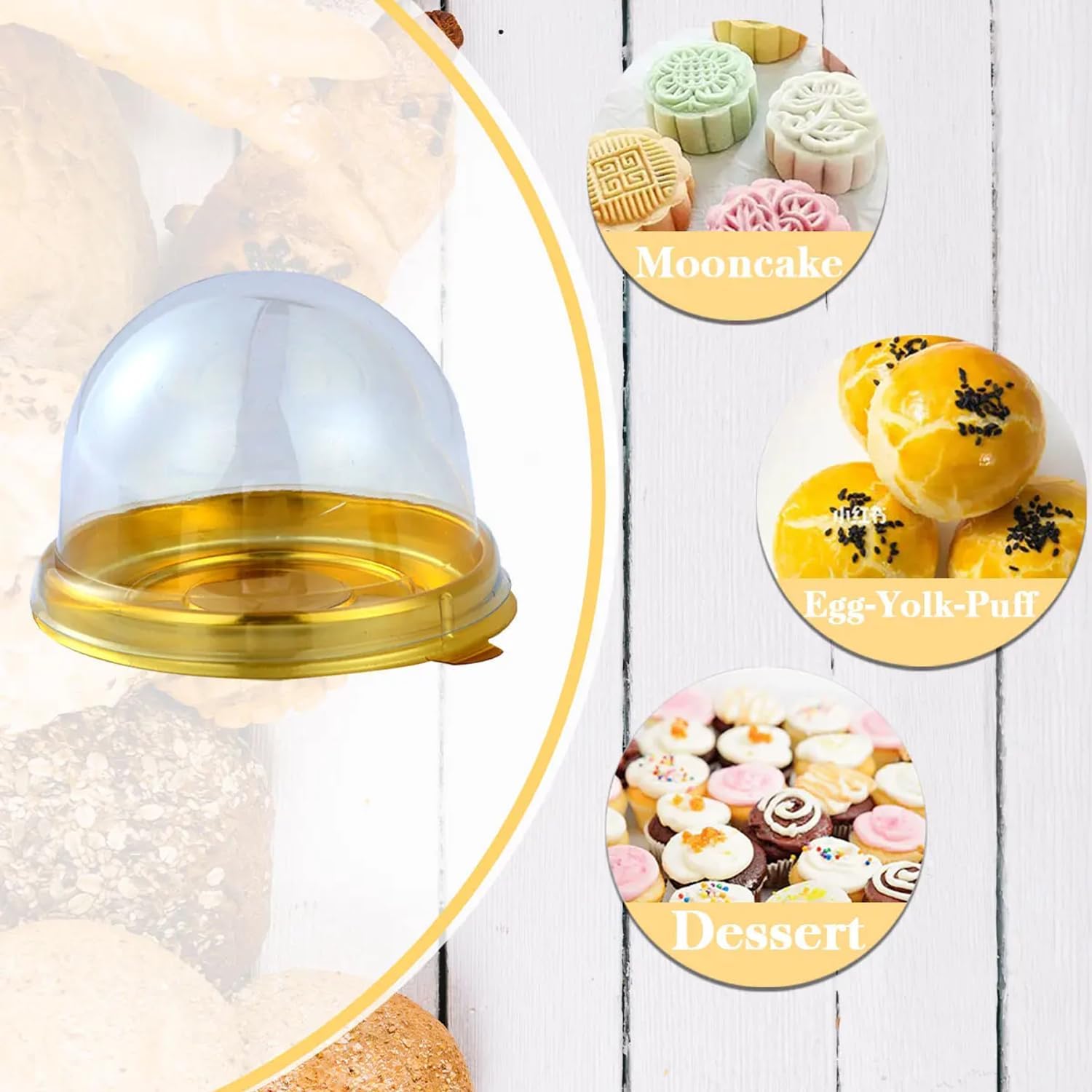 50Pcs Clear Plastic Mini Cake Box with Dome Lids, Mini Muffin Container Box Mooncake Dome Box Pastry Baking Packaging Boxes Wedding Birthday Gifts Supplies (Black Base) - Image 4