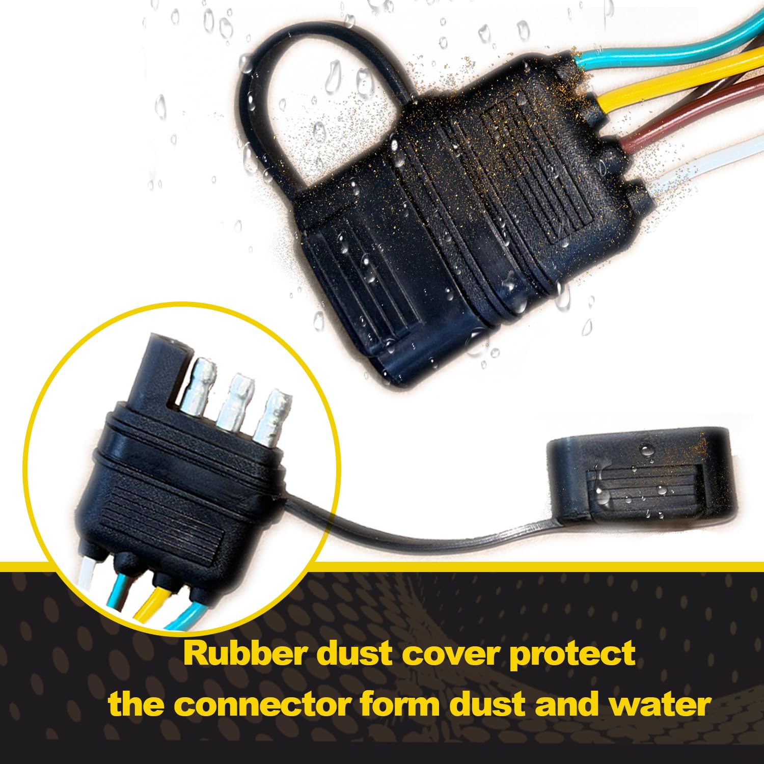26FT Trailer Wiring Harness Kit, 4 Pin 5 Wire Trailer Wiring Harness, Boat Trailer Wiring Harness, 5 Wire 4 Pin Flat Trailer Connector, for Connection of Tail Lights, Brake Lights and Turn Signals - Image 6