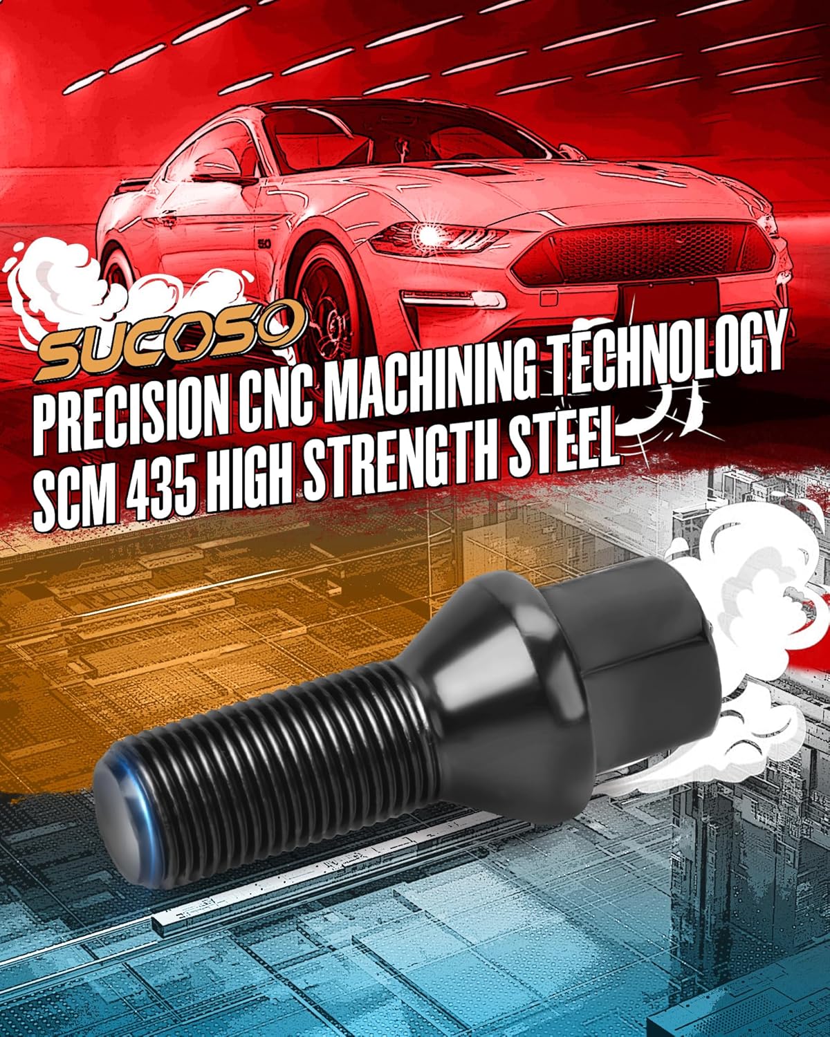 14x1.25 OEM Lug Bolts Fit for BMW 2-Series 3-Series 4-Series 5-Series 6-Series 7-Series X1 X2 X3 X4 X5 X6 M3 M4 M5 M6 i3 i8, M14x1.25 Lug Bolts Black 20PC 28mm Shank Length Conical Seat - Image 5