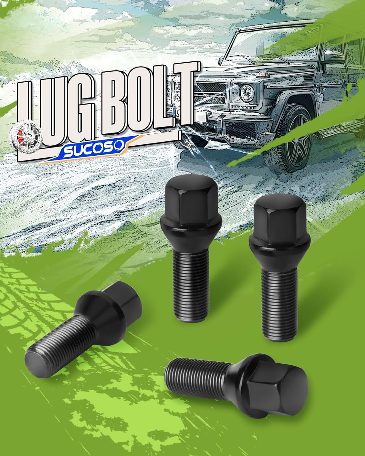 14x1.25 OEM Lug Bolts Fit for BMW 2-Series 3-Series 4-Series 5-Series 6-Series 7-Series X1 X2 X3 X4 X5 X6 M3 M4 M5 M6 i3 i8, M14x1.25 Lug Bolts Black 20PC 28mm Shank Length Conical Seat - Image 7