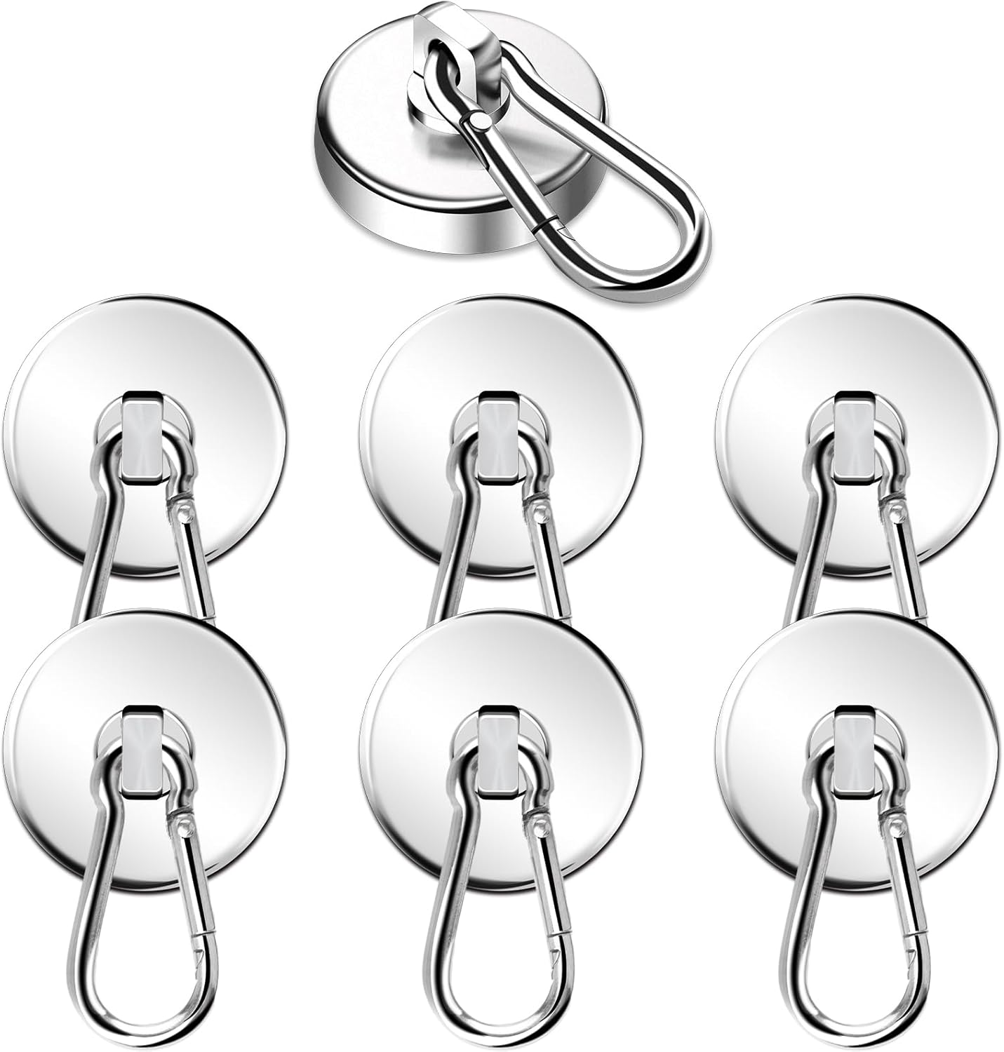 Magnetic Hooks, 110LBS Strong Heavy Duty Neodymium Magnet Hooks with Swivel Carabiner Hook,Great for Your Refrigerator and Other Magnetic Surfaces, Pack of 7 - Image 1