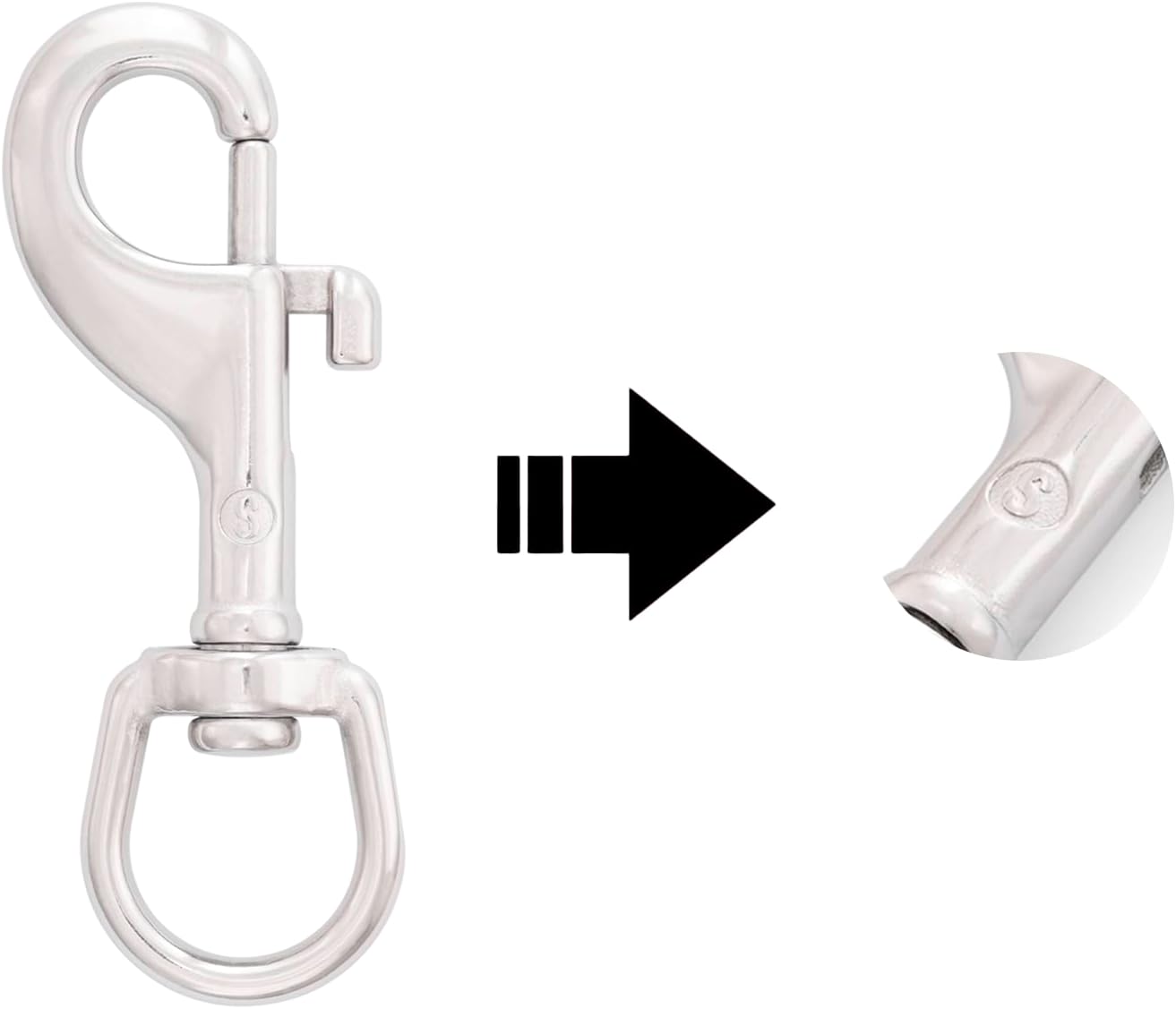 SHONAN 3.5 Inch Swivel Eye Snap Hook, 2 Pack Marine Grade Scuba Bolt Snap, Single Ended Stainless Steel Flag Clips Swivel Snaps for Scuba Diving, Flag Pole Rope, Dog Leash, Camera Strap - Image 2