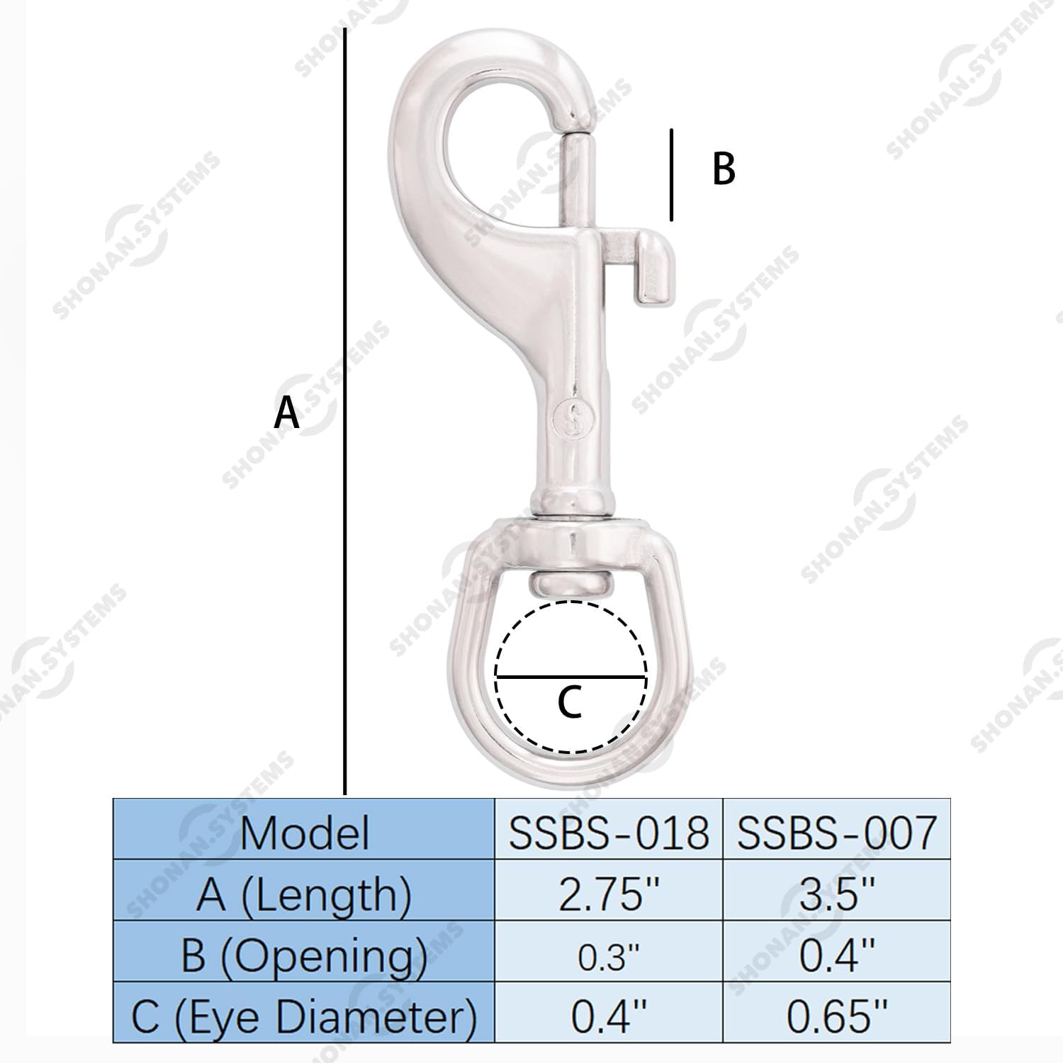 SHONAN 3.5 Inch Swivel Eye Snap Hook, 2 Pack Marine Grade Scuba Bolt Snap, Single Ended Stainless Steel Flag Clips Swivel Snaps for Scuba Diving, Flag Pole Rope, Dog Leash, Camera Strap - Image 3