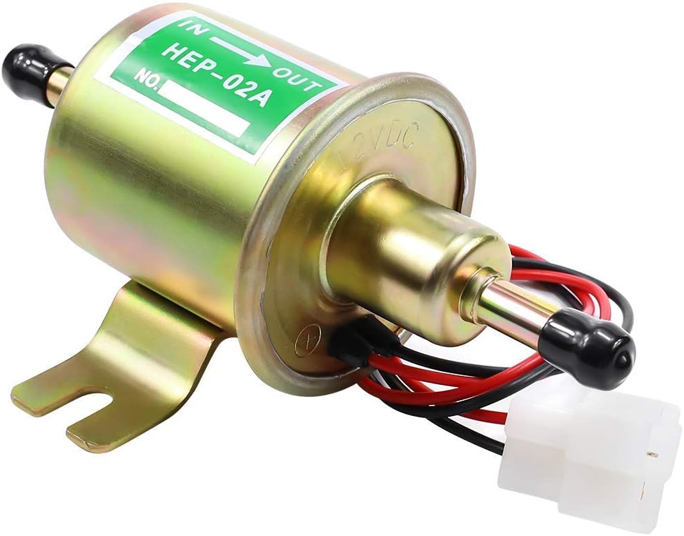 Electric Fuel Pump 12V Universal Low Pressure 12 Volt Transfer Inline Fuel Pump for Lawn Mower Carburetor Gas Diesel Engine 2.5-4psi HEP-02A - Image 1