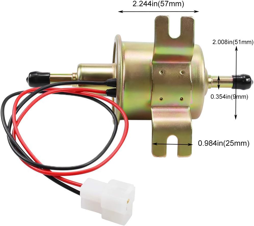 Electric Fuel Pump 12V Universal Low Pressure 12 Volt Transfer Inline Fuel Pump for Lawn Mower Carburetor Gas Diesel Engine 2.5-4psi HEP-02A - Image 3