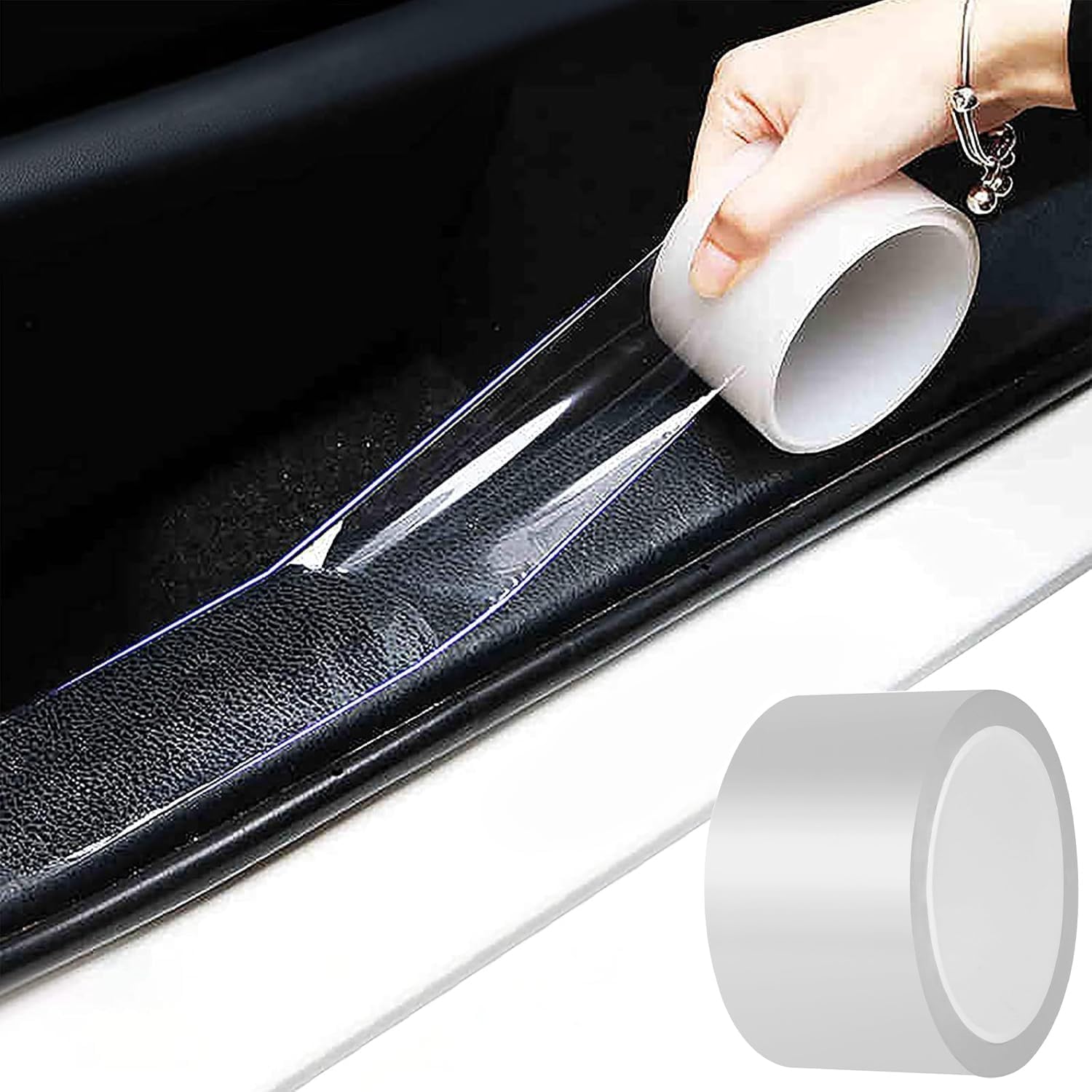 Anti-Scratch Anti-Collision Adhesive Strip Car Door Edge Guard Protector Strip Car Door Scuff Plate Protectors Transparent Invisible Tape for Rear Bumper/Door(33Ft x 2In) - Image 1