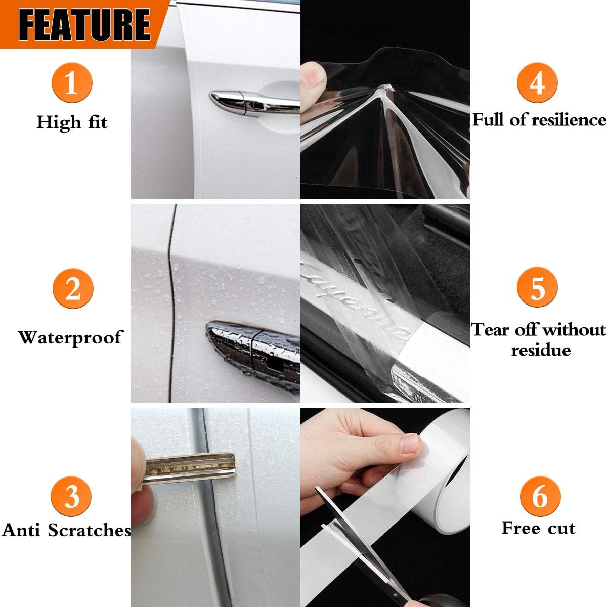Anti-Scratch Anti-Collision Adhesive Strip Car Door Edge Guard Protector Strip Car Door Scuff Plate Protectors Transparent Invisible Tape for Rear Bumper/Door(33Ft x 2In) - Image 2